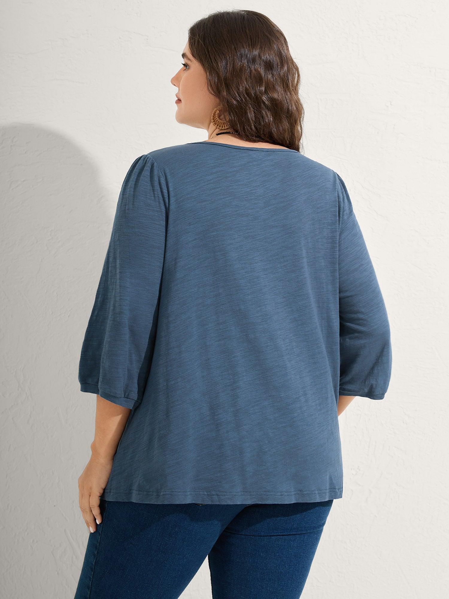 Cotton Lace Spliced Plain Knit Top Female Product Image