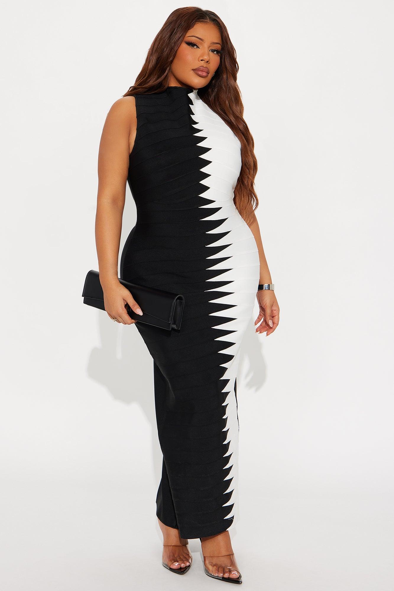 Celestine Bandage Maxi Dress - Black/White Female Product Image
