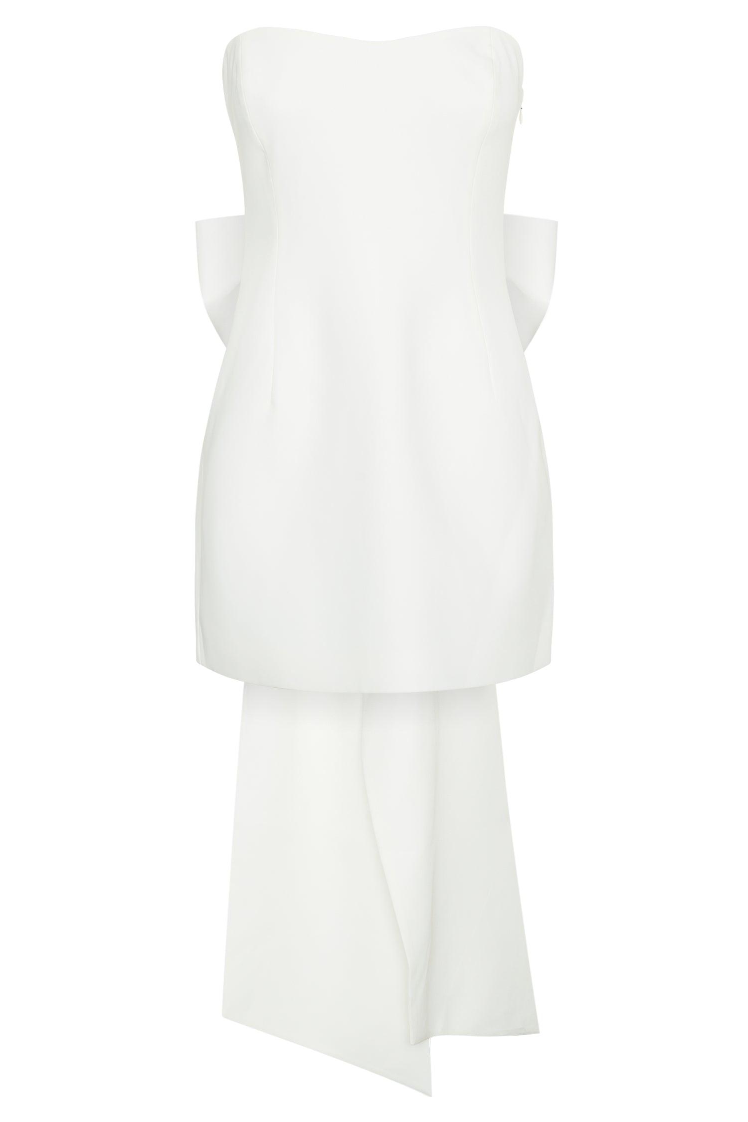 Meredith Strapless Bow Mini Dress - White Product Image