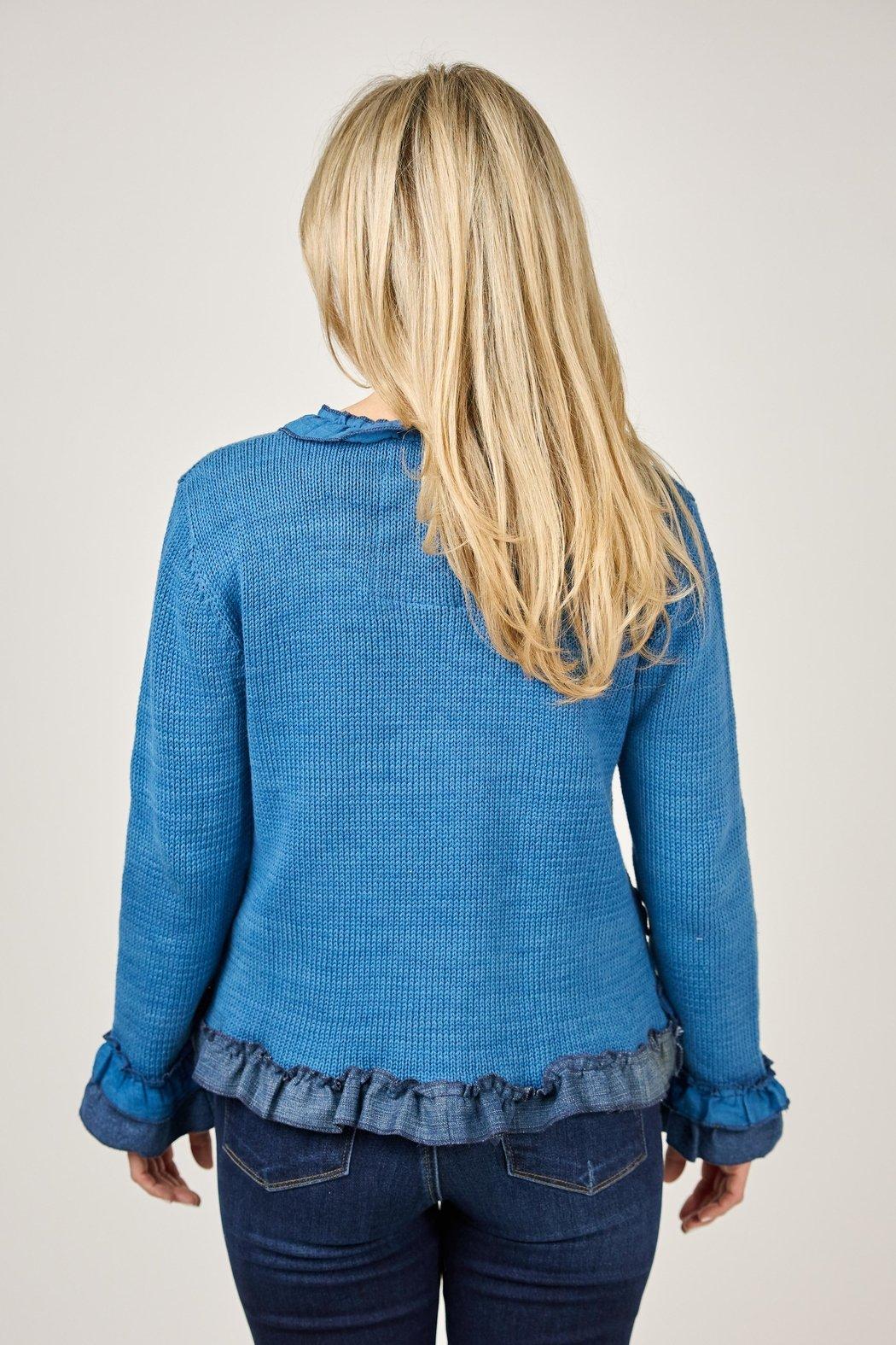 Indigo Ruffle Cardigan Product Image