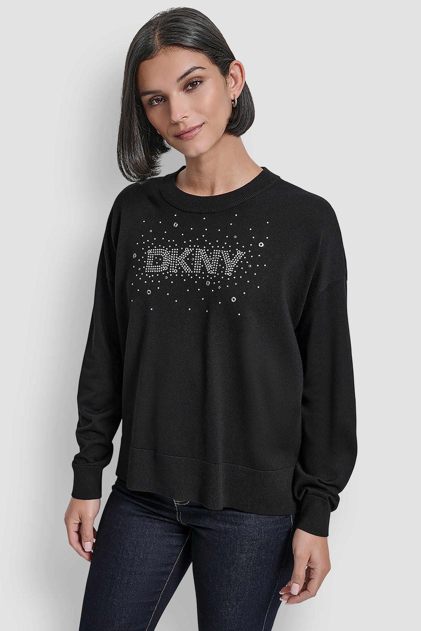 LONG SLEEVE GLITTER LOGO PULLOVER SWEATER Product Image