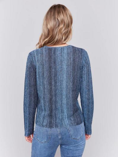Sheer Space Dye Yarn Crew Neck Sweater Product Image