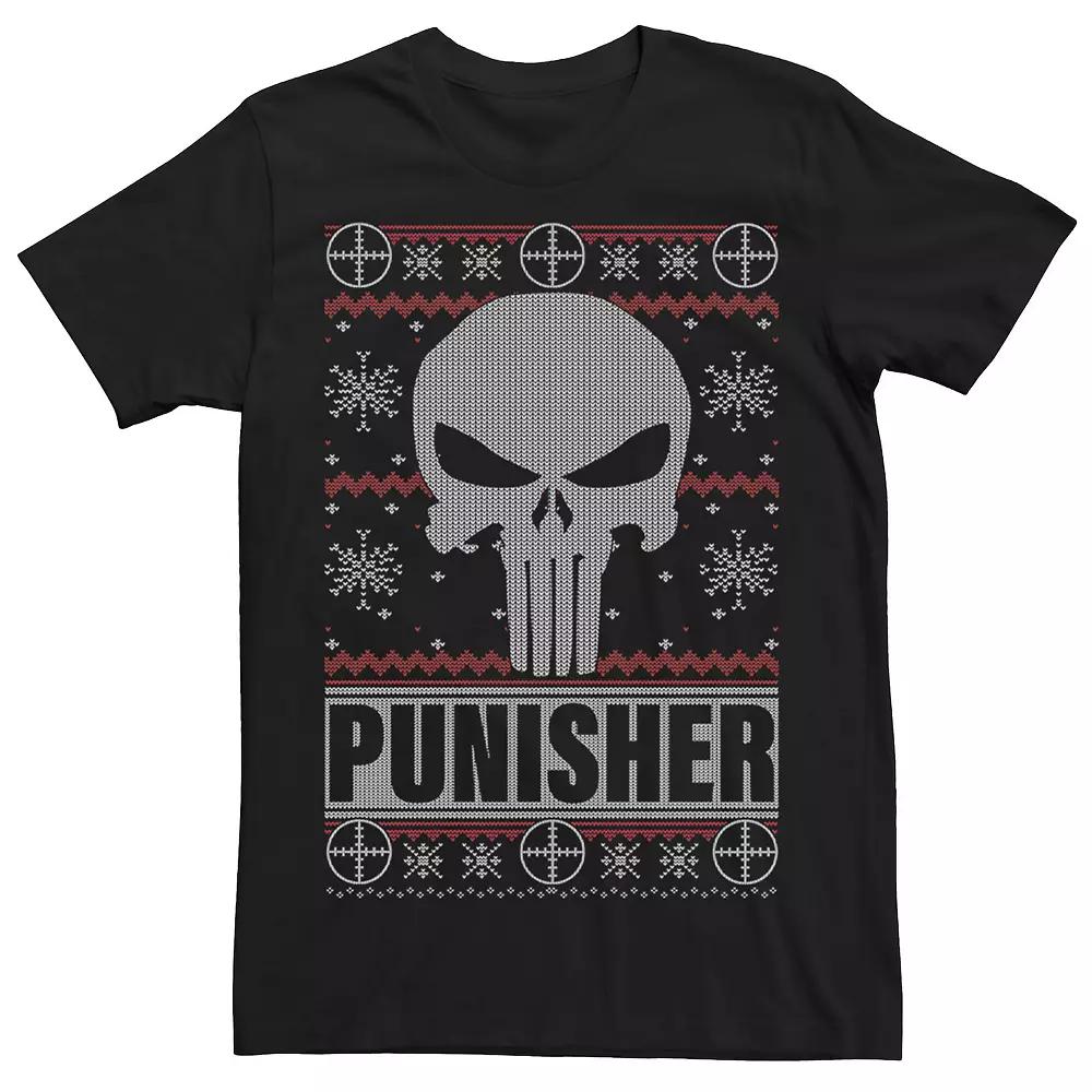 Men's Marvel Punisher Skull Ugly Christmas Sweater Tee,  Product Image