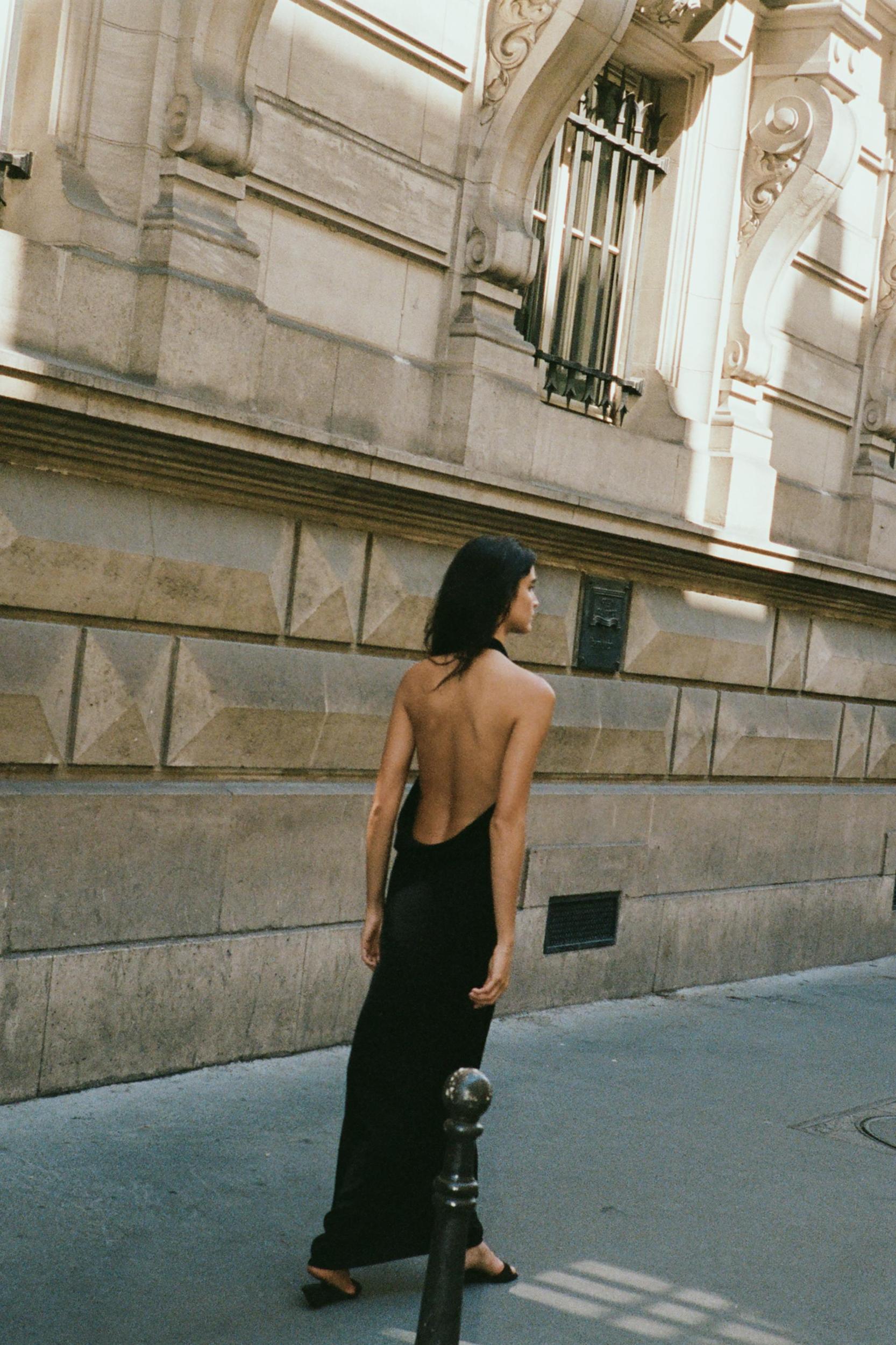 FLOWY DRAPED MIDI DRESS Product Image