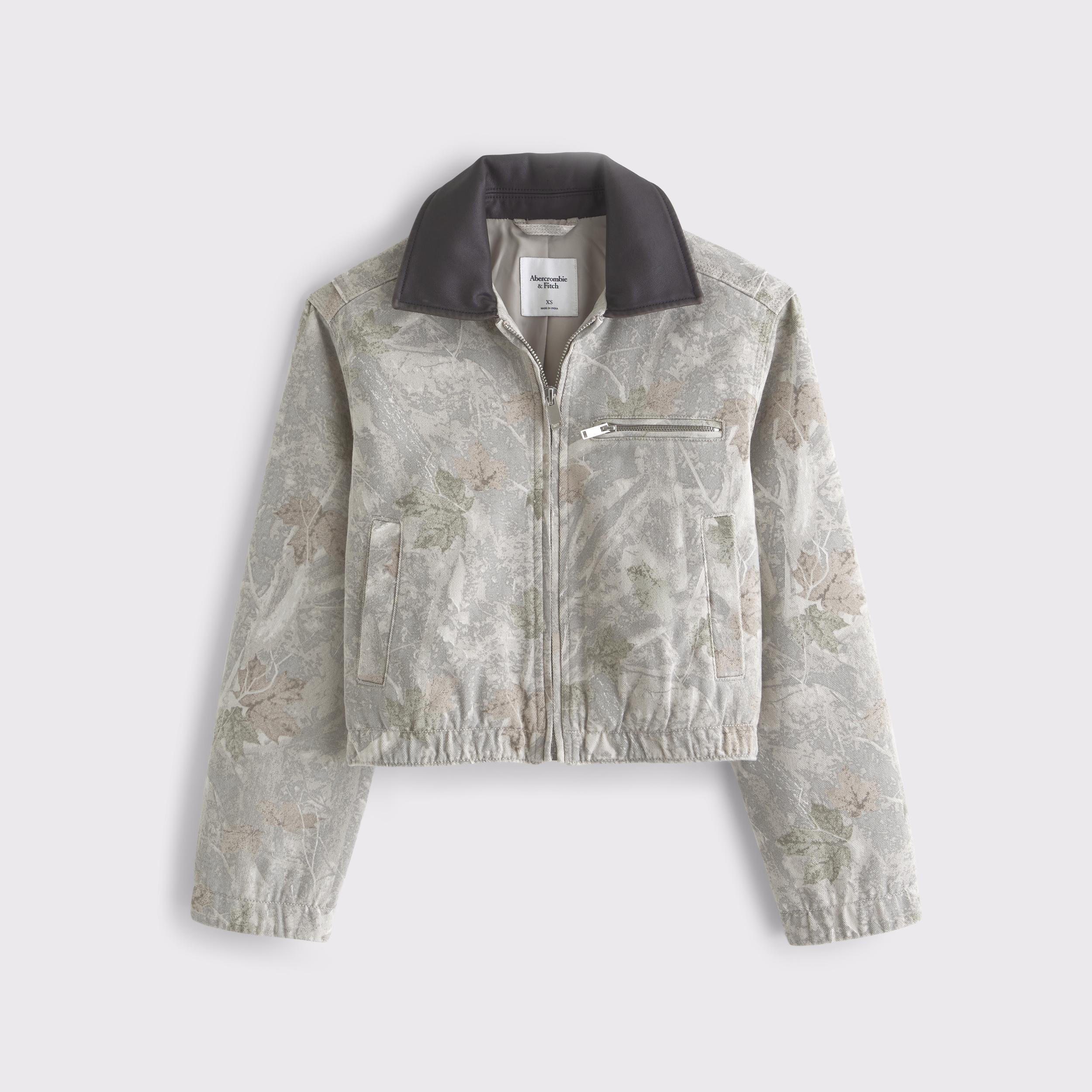 Cropped Twill Trucker Jacket Product Image