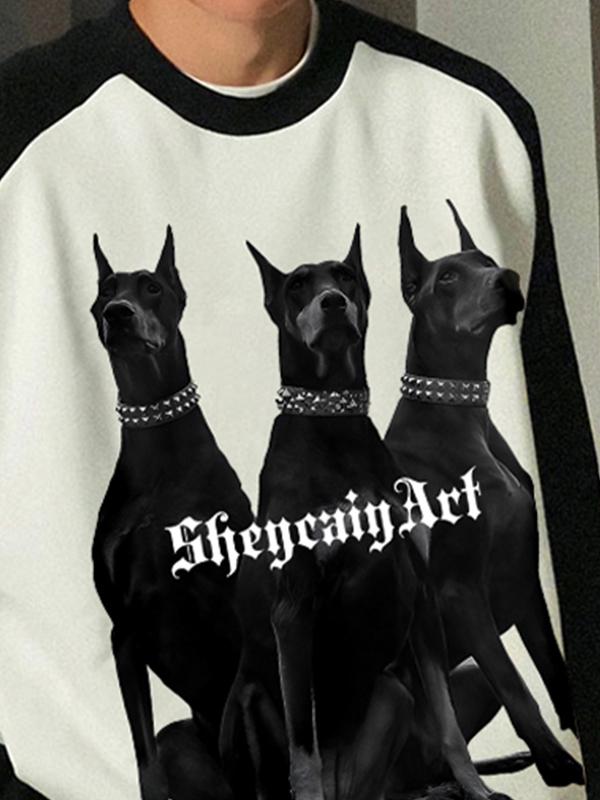 Men's Dog Print Raglan Sweatshirt Product Image