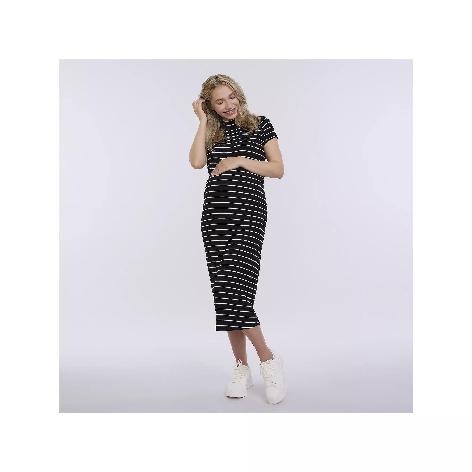 Maternity Motherhood Mock Neck Midi Dress, Women's,  Product Image