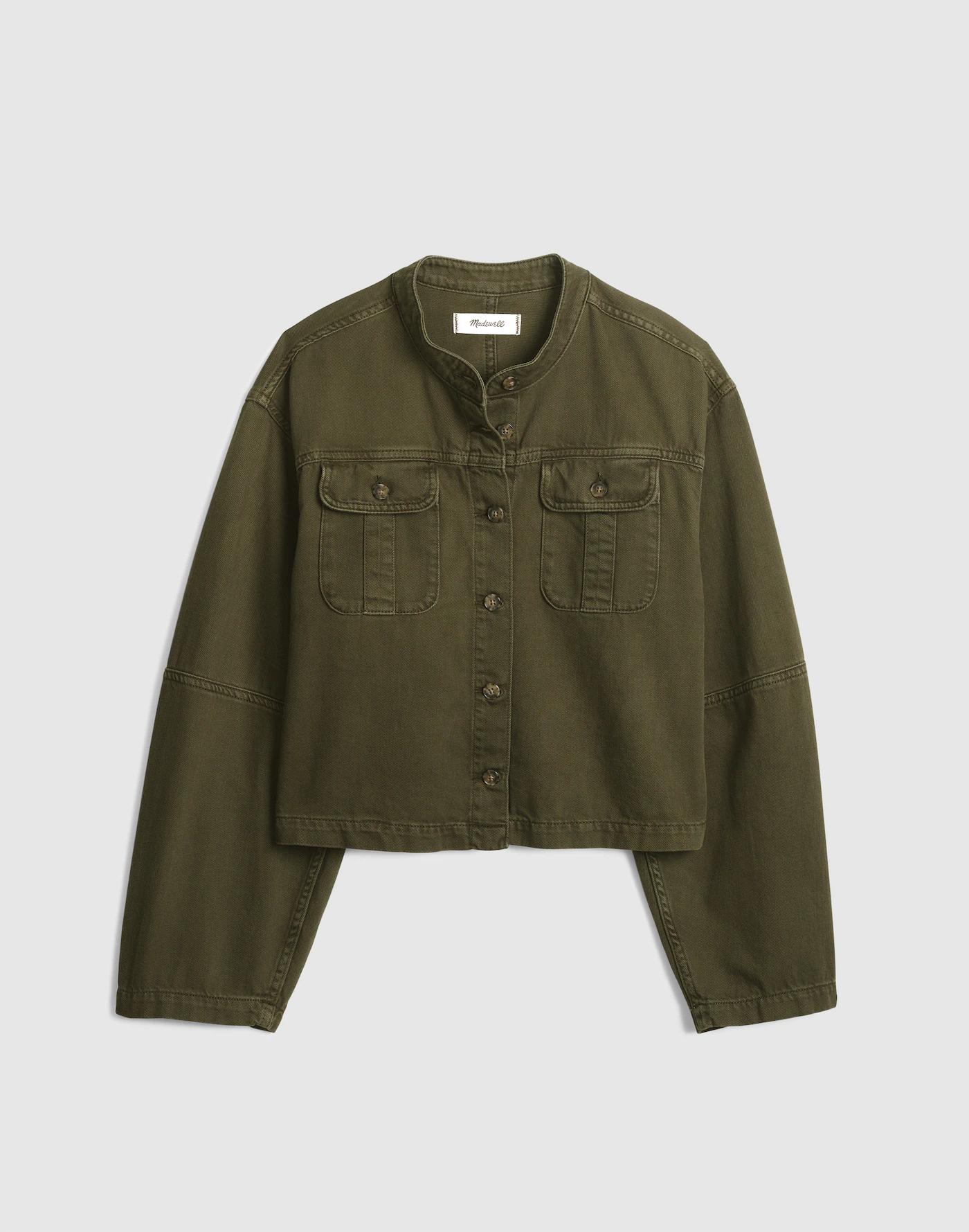 Garment-Dyed Cocoon-Sleeve Lady Jacket Product Image