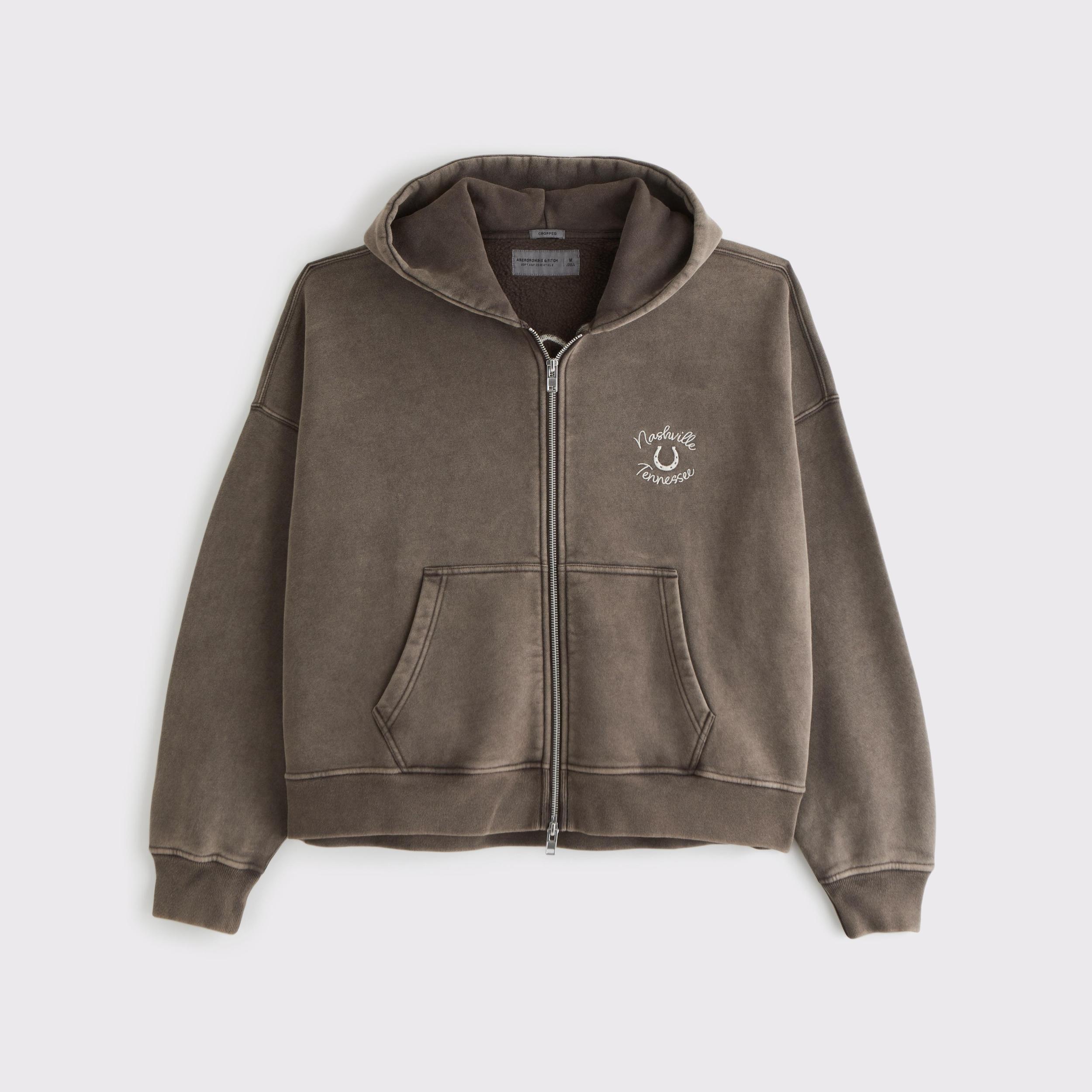 Cropped Essential Full-Zip Hoodie Product Image