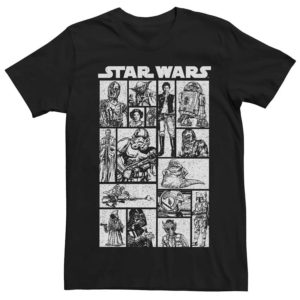 Men's Star Wars Character Sketch Panels Short Sleeve Tee,  Product Image