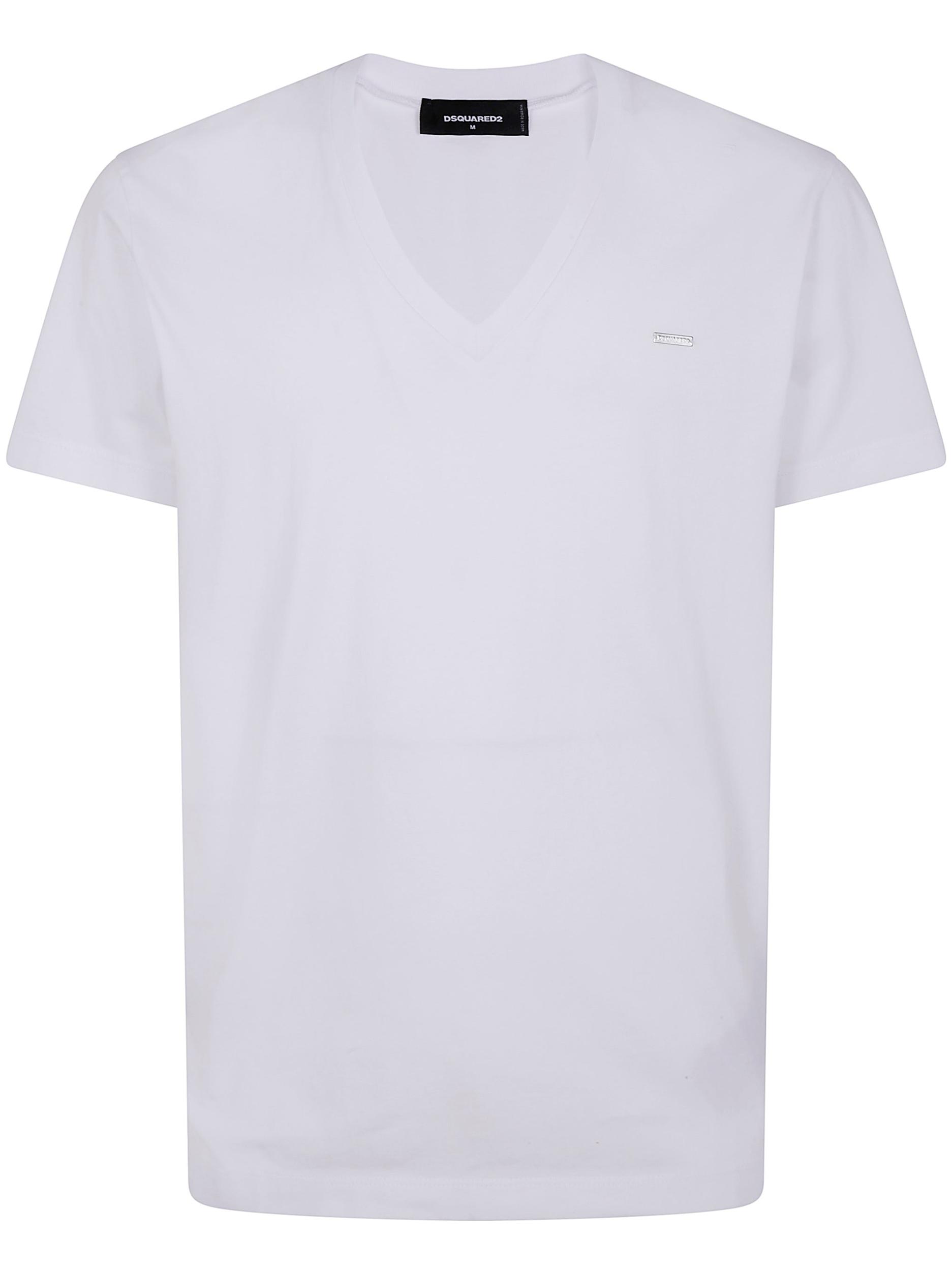 DSQUARED2 V-neck T-shirt Short Sleeves In White Product Image