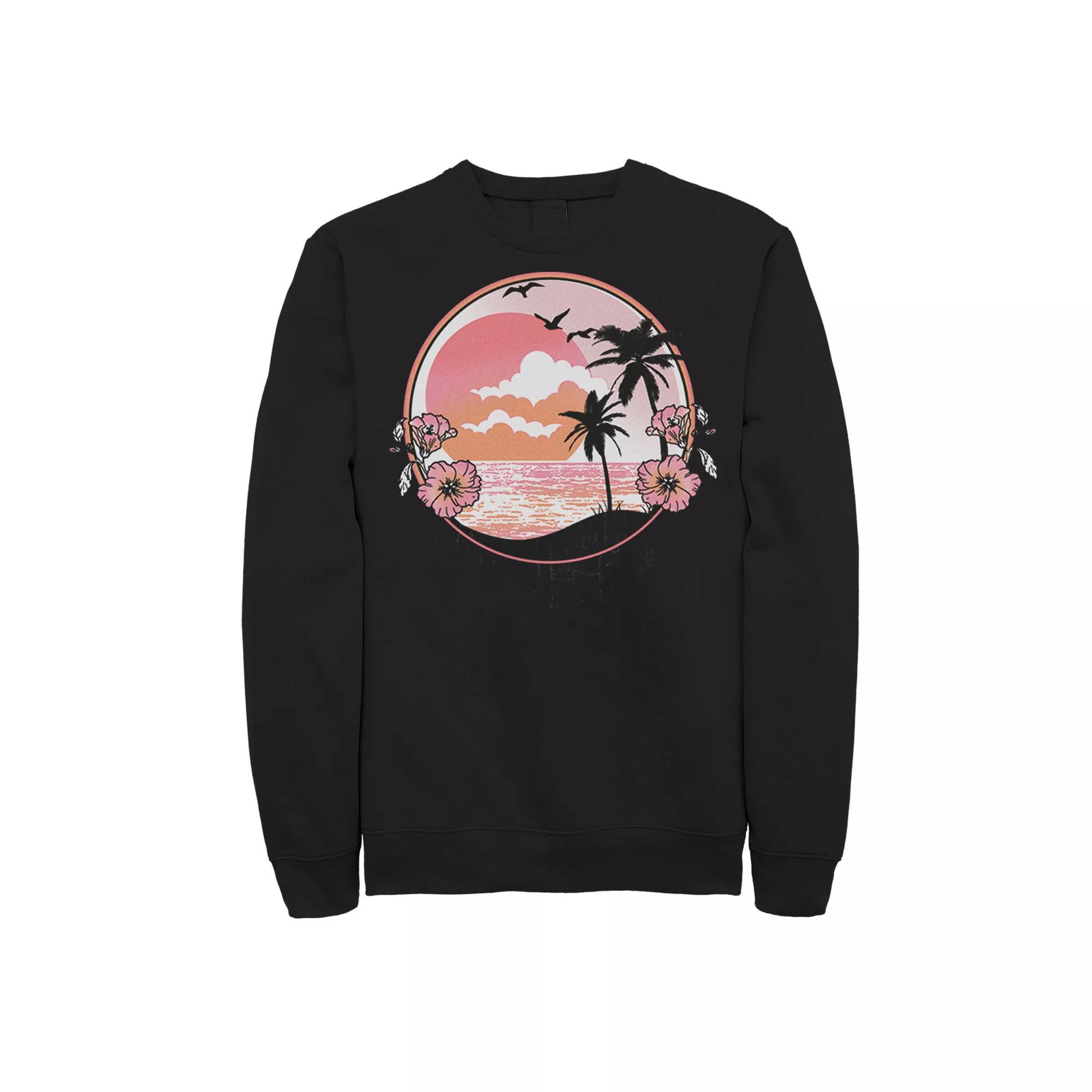 Men's Pink Retro Beach Scenery Sweatshirt,  Product Image