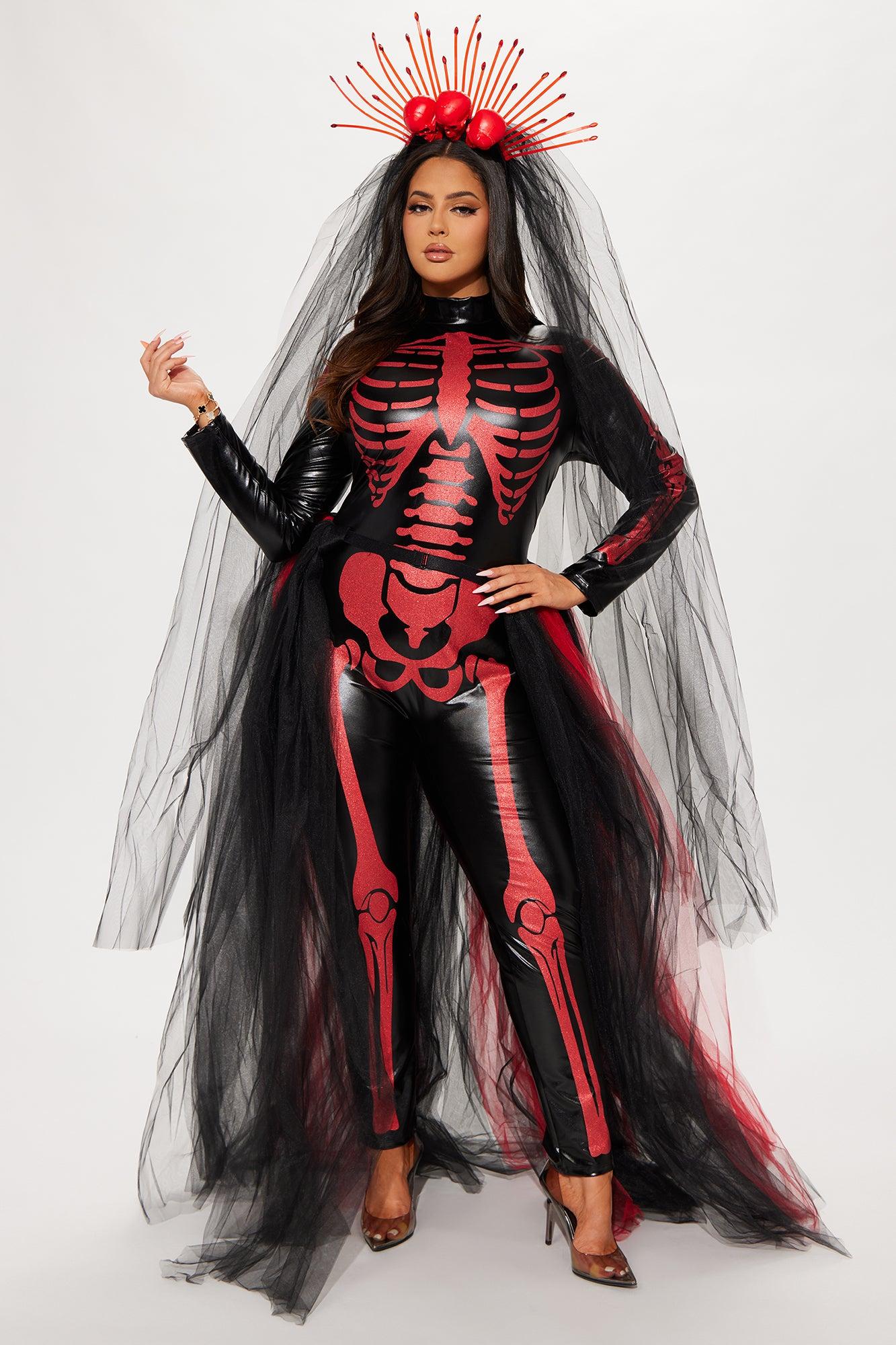 Queen Of Death 3 Piece Costume Set - Black/Red Product Image