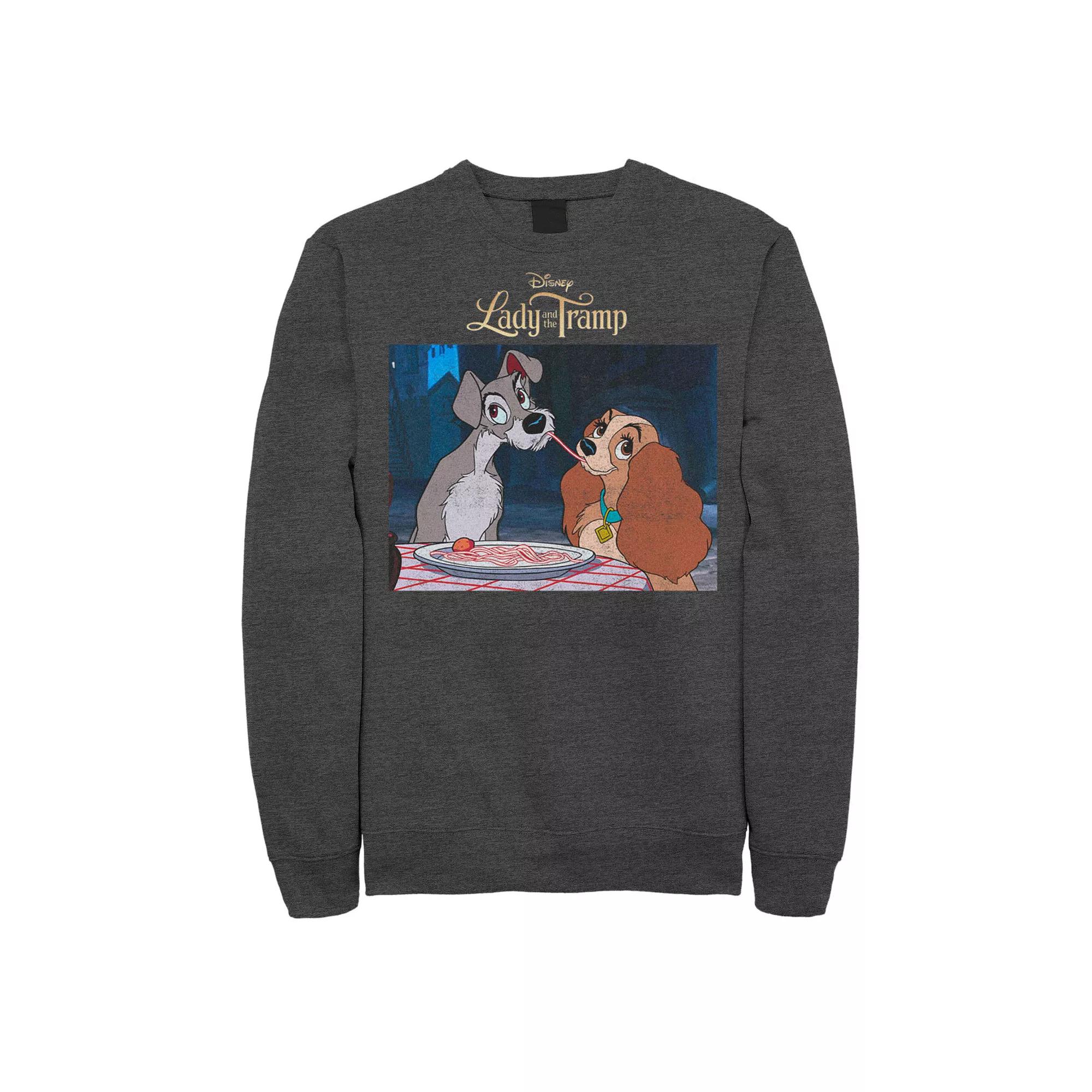 Disney's Lady And The Tramp Men's Spaghetti Distressed Portrait Sweatshirt,  Product Image