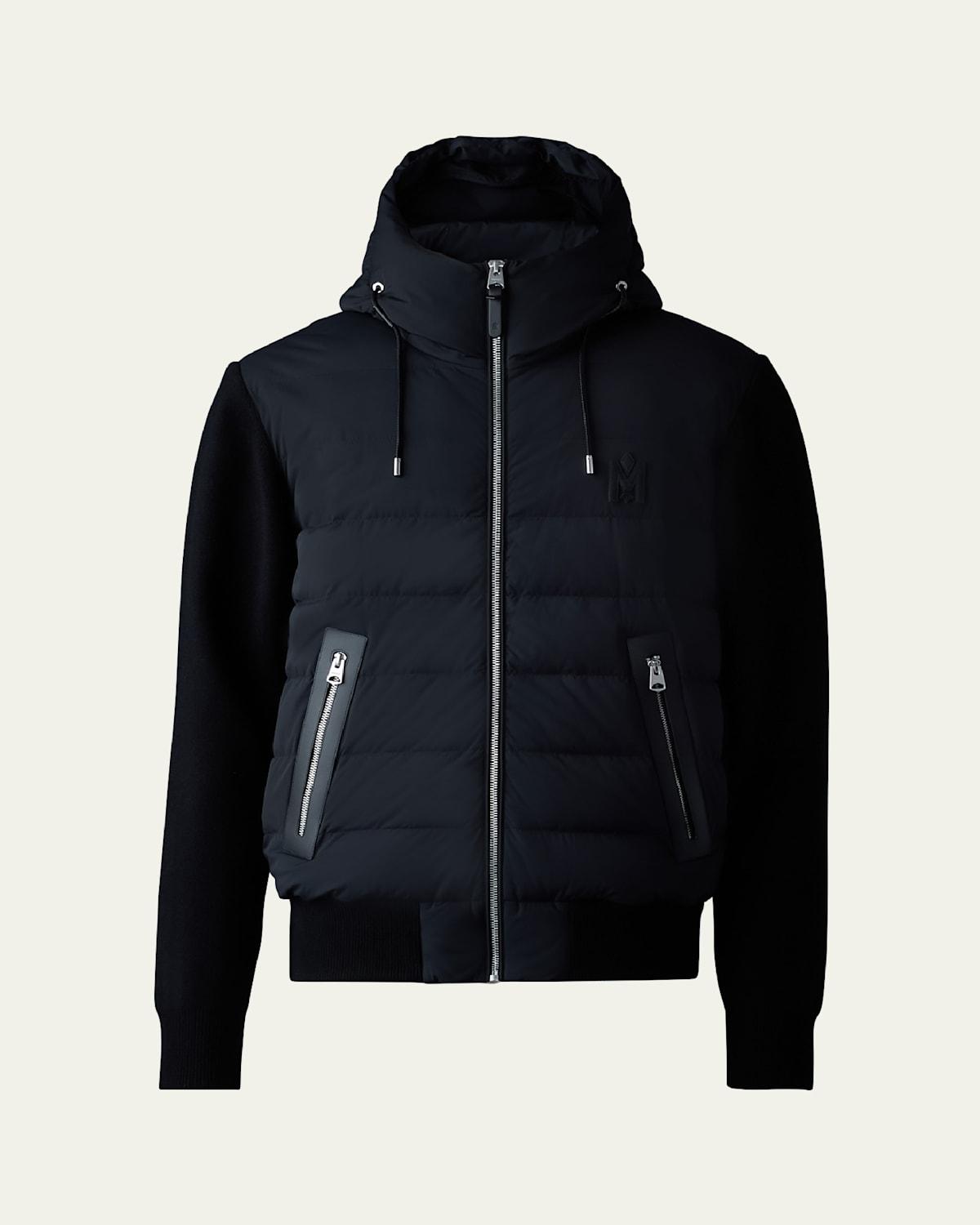 Mens Andrew Hooded Mixed-Media Down Coat Product Image