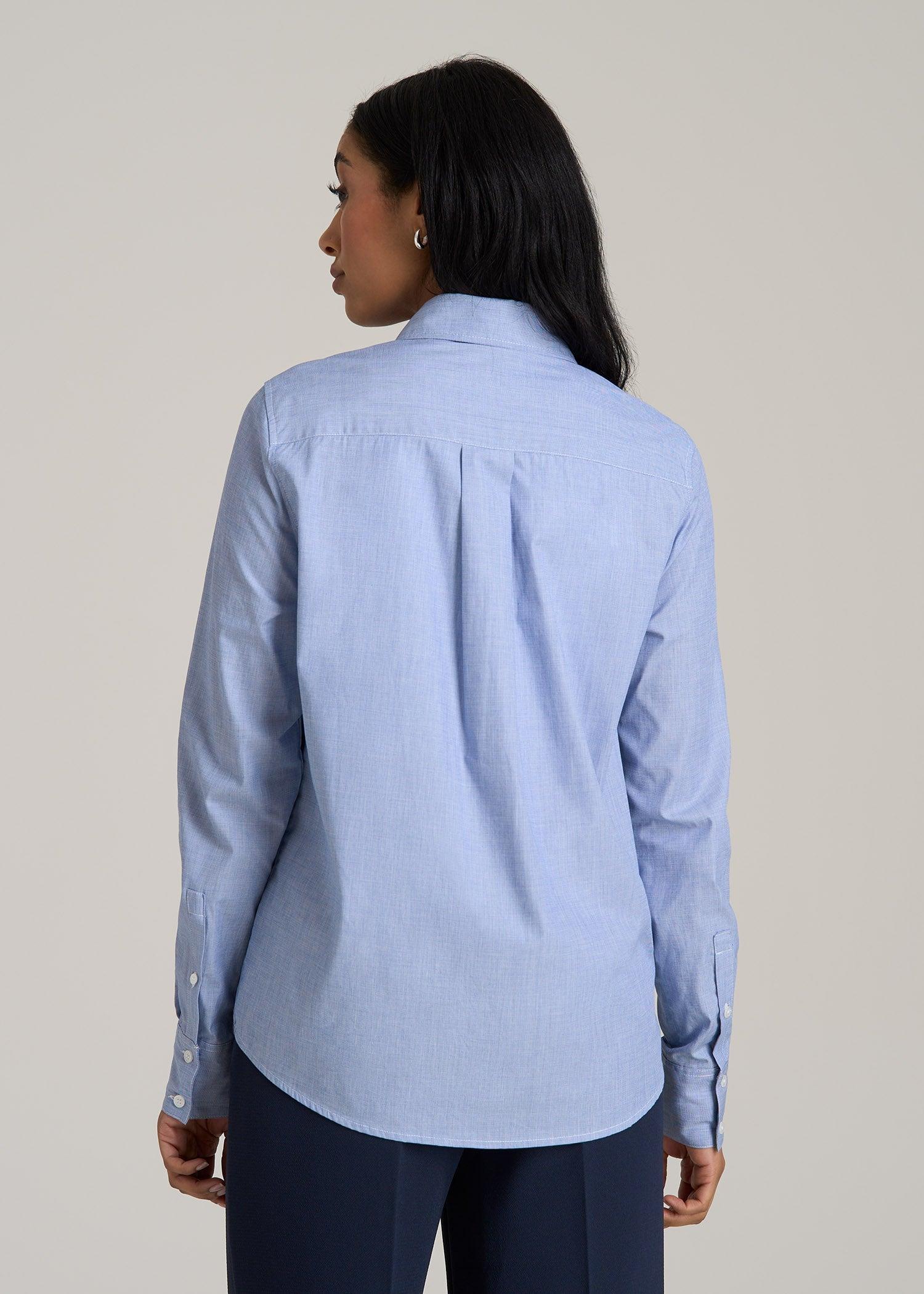Regular Fit Dress Shirt for Tall Women in Chambray Blue Female Product Image