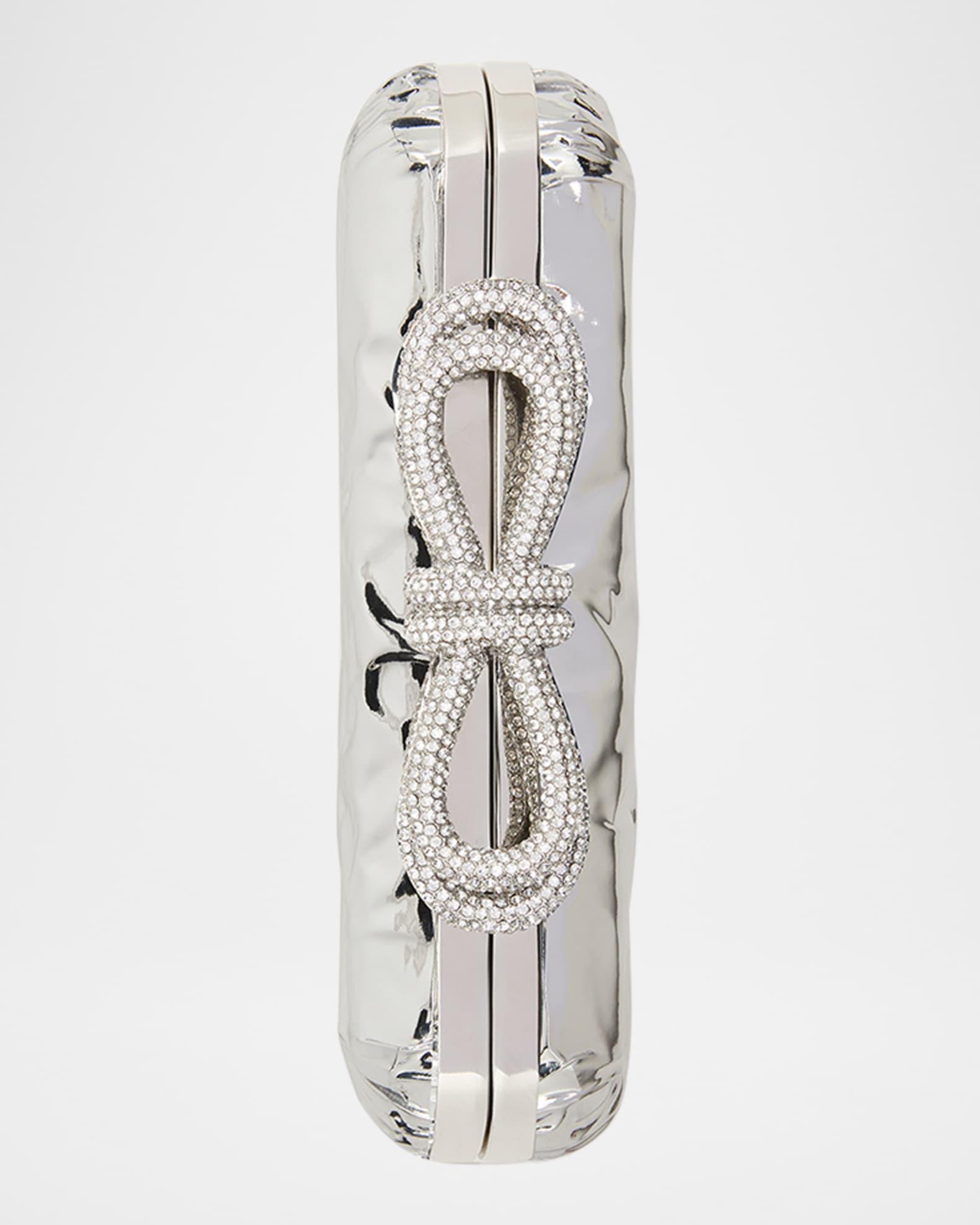 Double Bow Wrapped Mirror Leather Clutch Bag Product Image