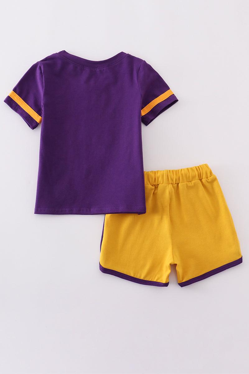Purple gold LSU GAME DAY glitter shorts set Product Image
