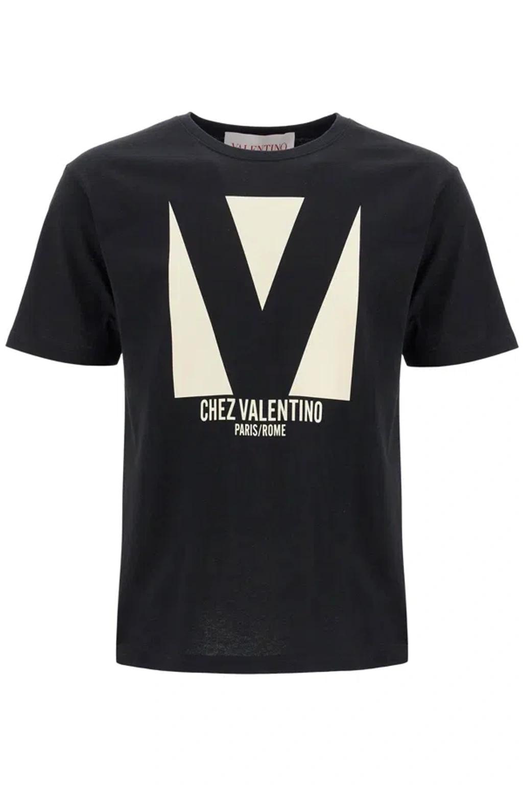 VALENTINO Crew Neck Short Sleeves T-shirts In Black Product Image