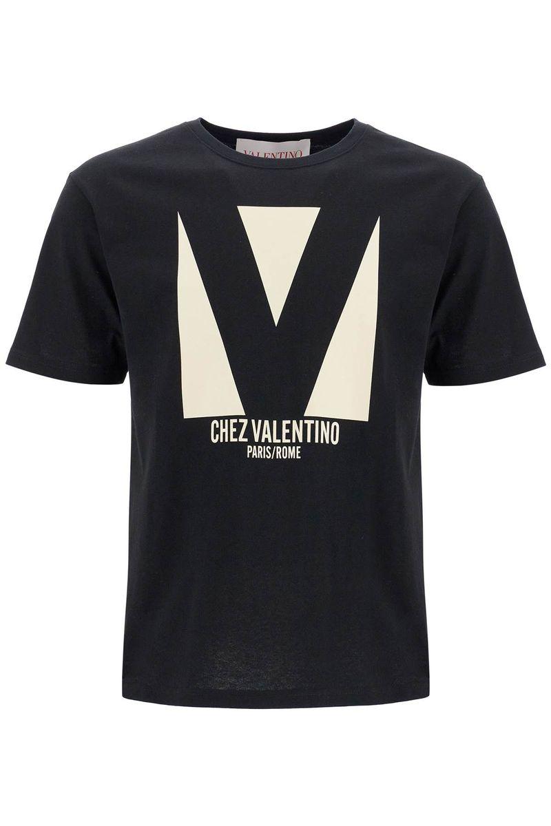 VALENTINO Crew Neck Short Sleeves T-shirts In Black Product Image