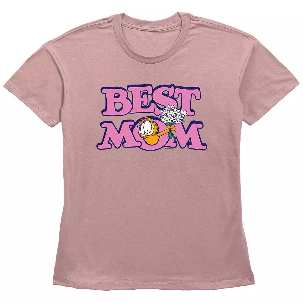 Women's Garfield Best Mom Basic Fit Graphic Tee, Size: Large, Desert Pink Product Image