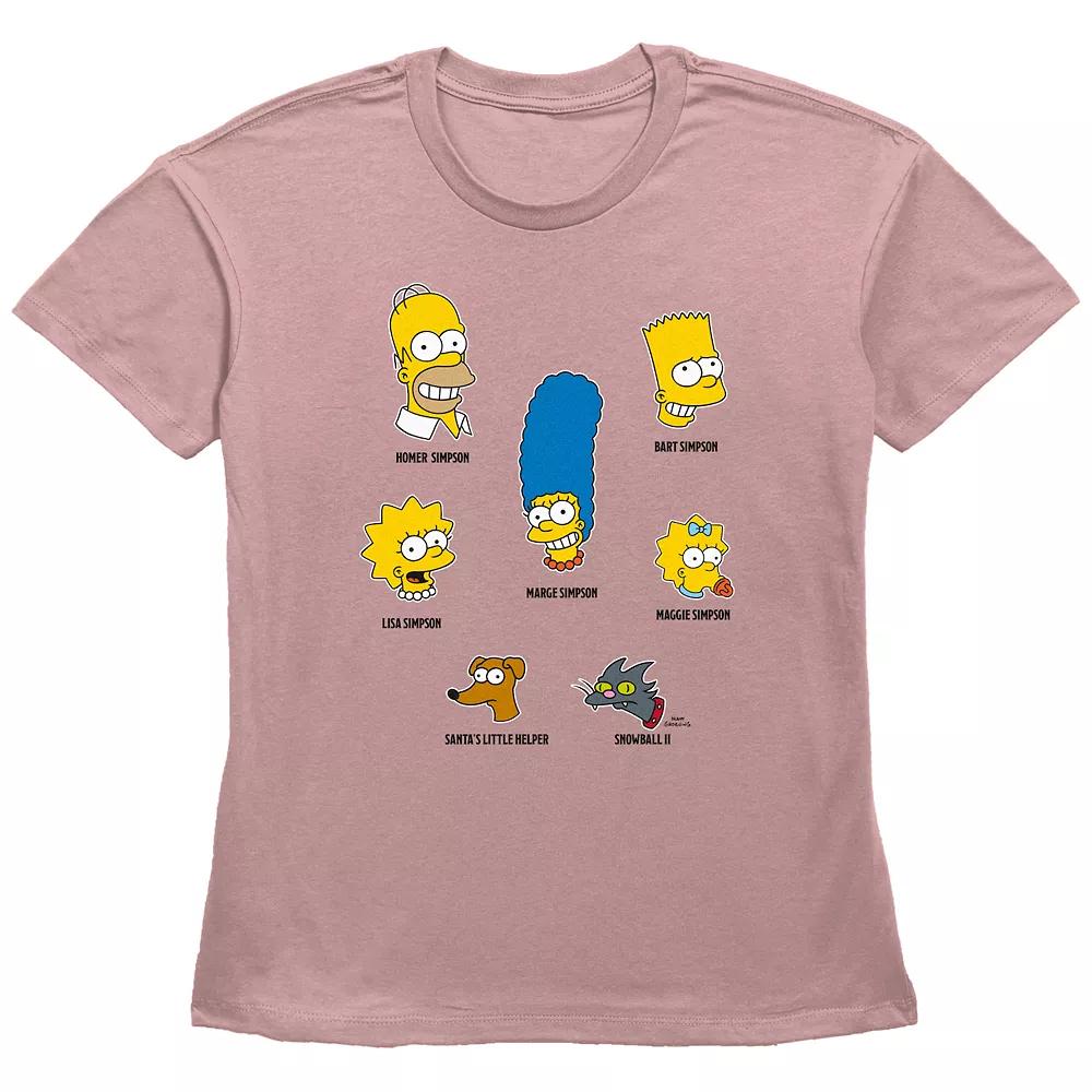 Women's The Simpsons Family Members Basic Fit Graphic Tee, Girl's, Size: XXL, Desert Pink Product Image
