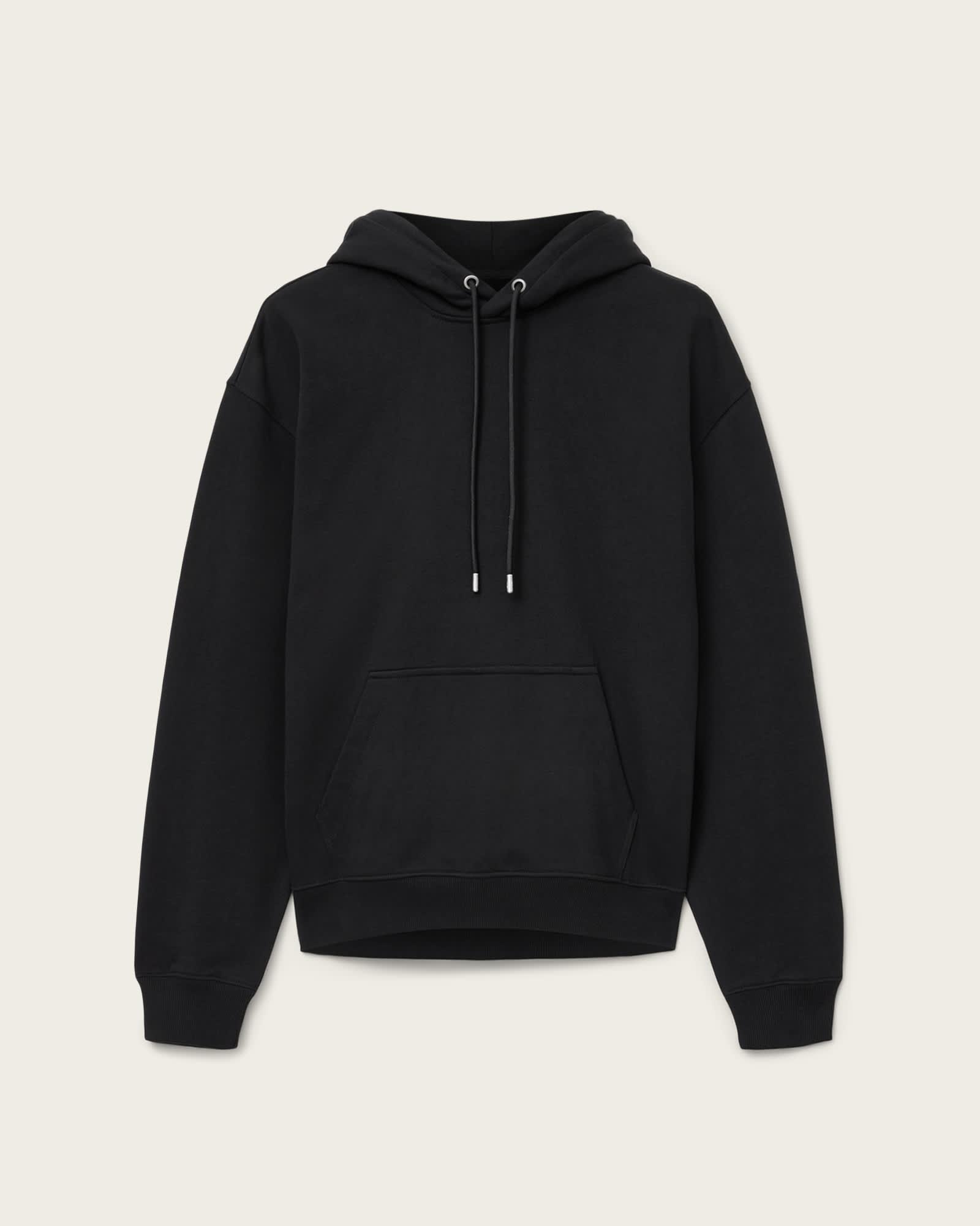 Milo Oversized Cotton Hoodie Jet Black | ALLSAINTS US Product Image