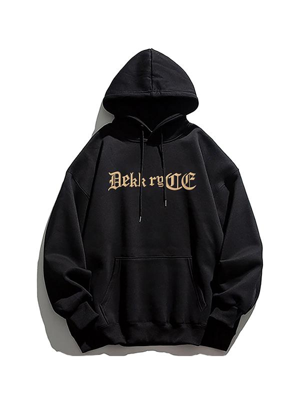 Men's Vintage Letter Print Oversized Hoodie Product Image