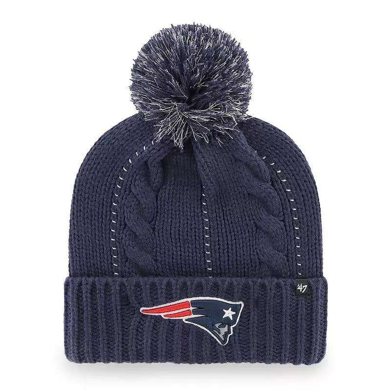 Women's '47 Navy New England Patriots Bauble Cuffed Knit Hat with Pom, Blue Product Image
