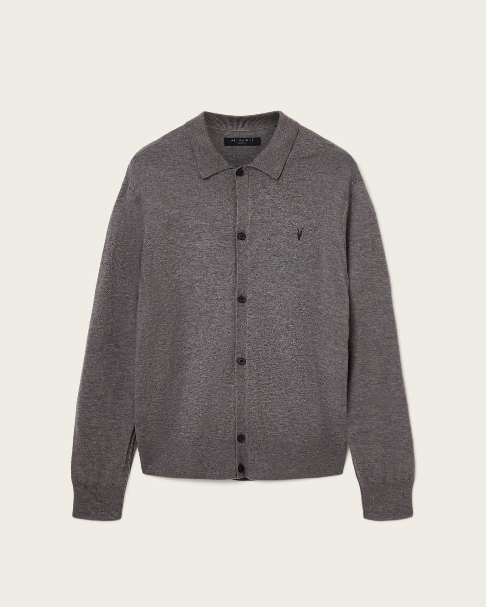 Kilburn Ramskull Cardigan MONUMENT GREY | ALLSAINTS US Product Image