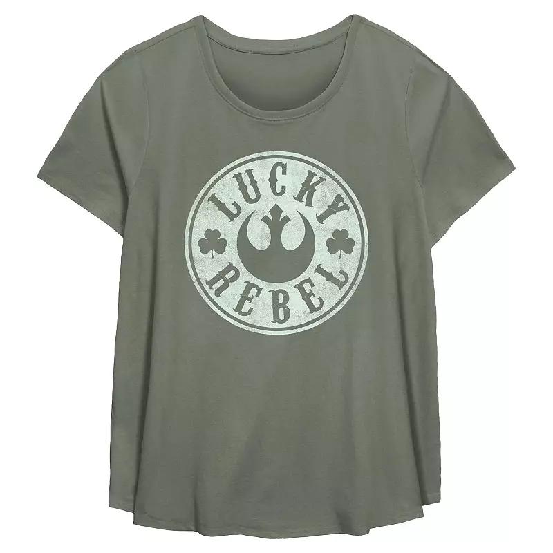 Plus Size Star Wars Lucky Rebel Flowy Graphic Tee, Women's, Size: 1XL, Green Product Image