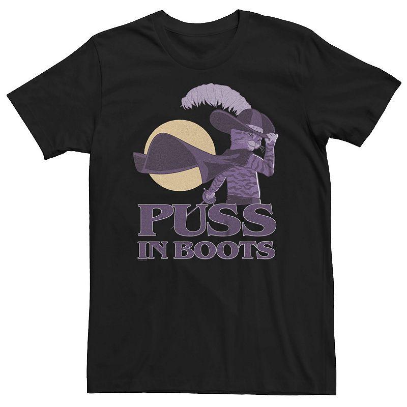 Big & Tall Puss In Boots Gentleman Greetings Tee, Men's, Size: XXL Tall, Black Product Image
