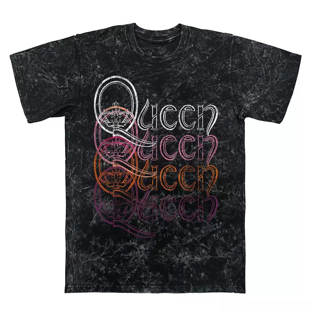 Men's Queen Repeat Mineral Wash Graphic Tee, Size: Large, Black Mineral Wash Product Image