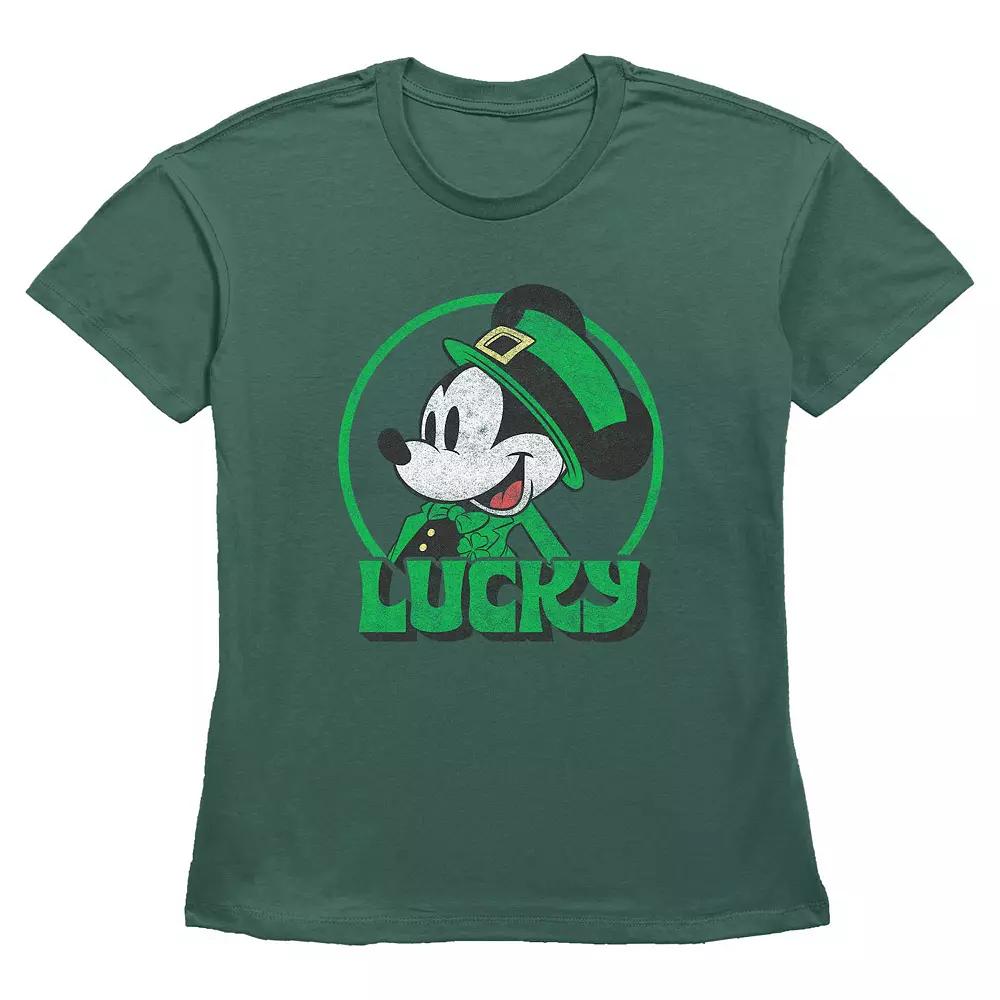 Disney's Mickey Mouse Lucky Mouse Women's Graphic Tee, Size: XS, Green Product Image