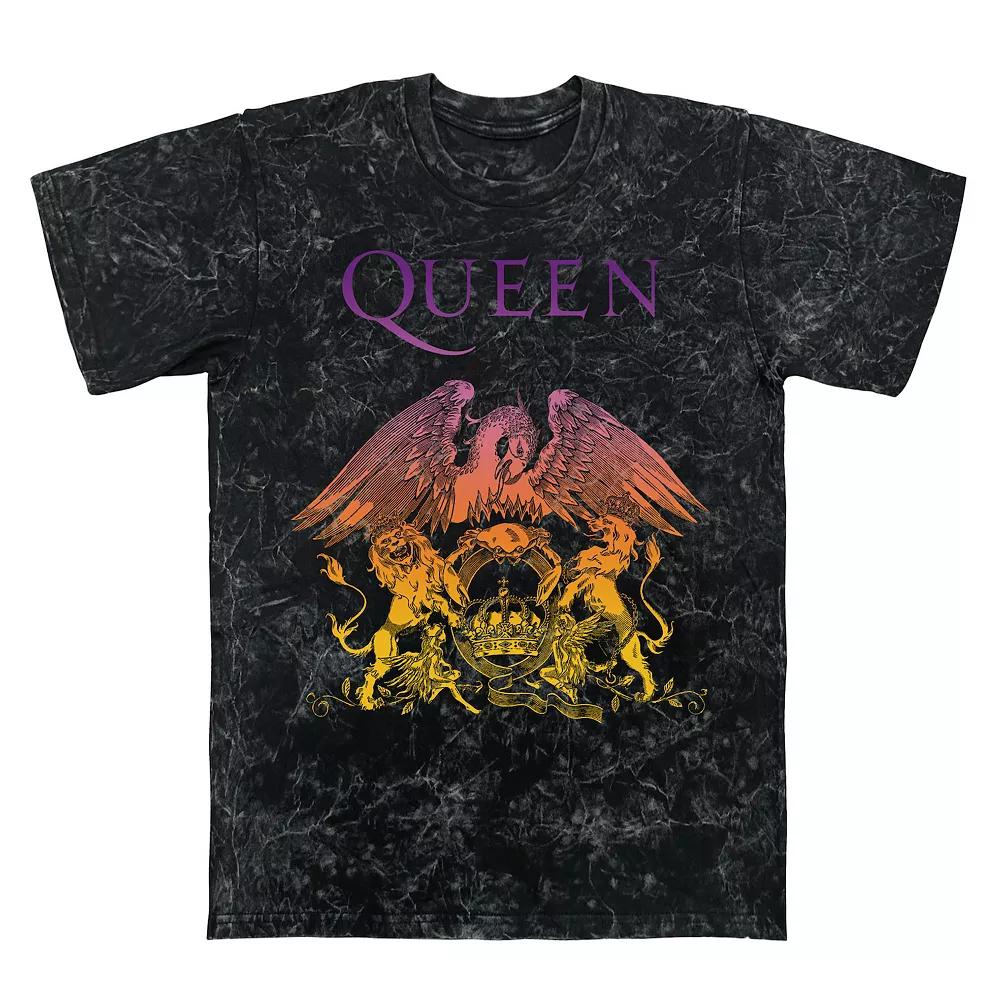 Men's Queen Crest Logo Gradient Mineral Wash Graphic Tee, Size: Large, Black Mineral Wash Product Image