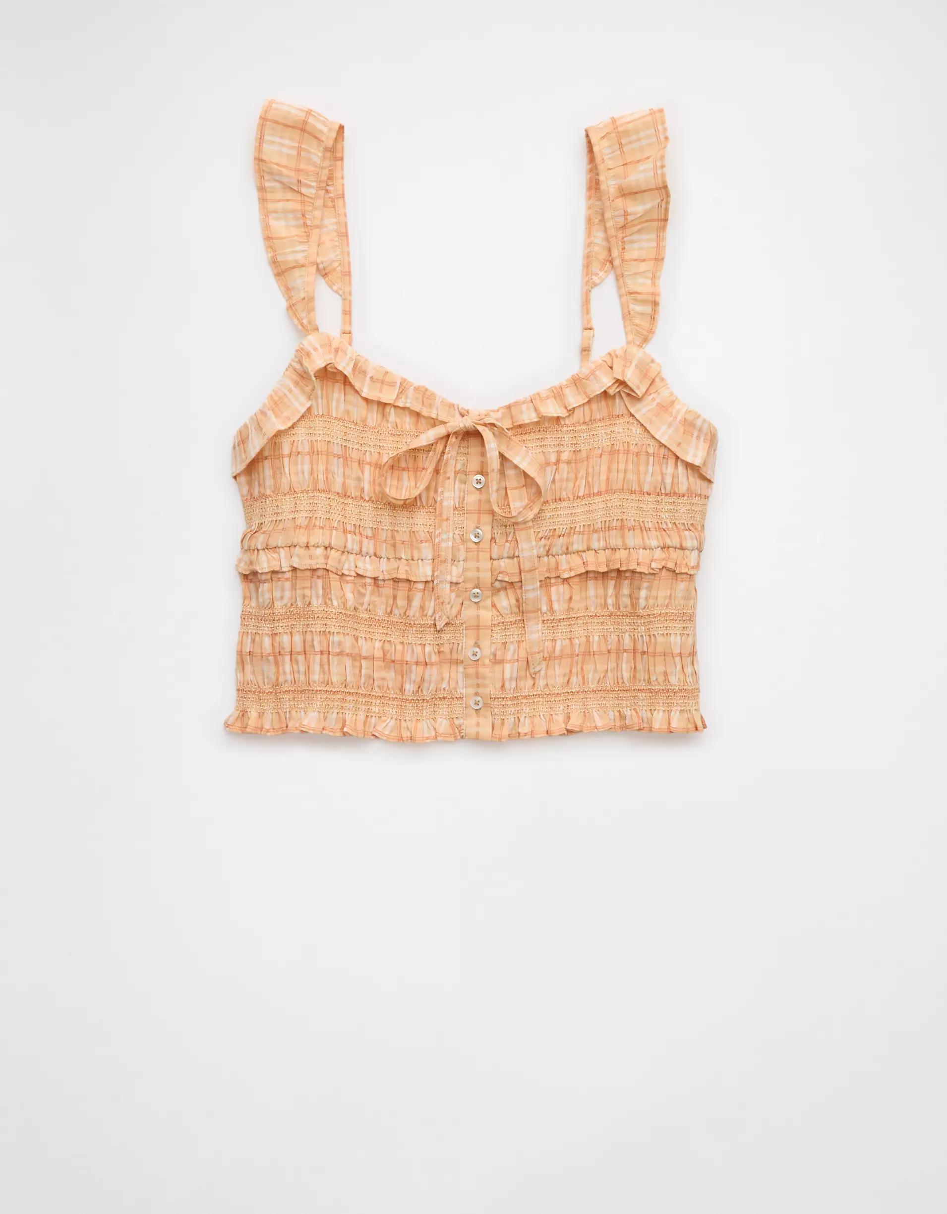 AE Smocked Ruffle Tank Top Product Image