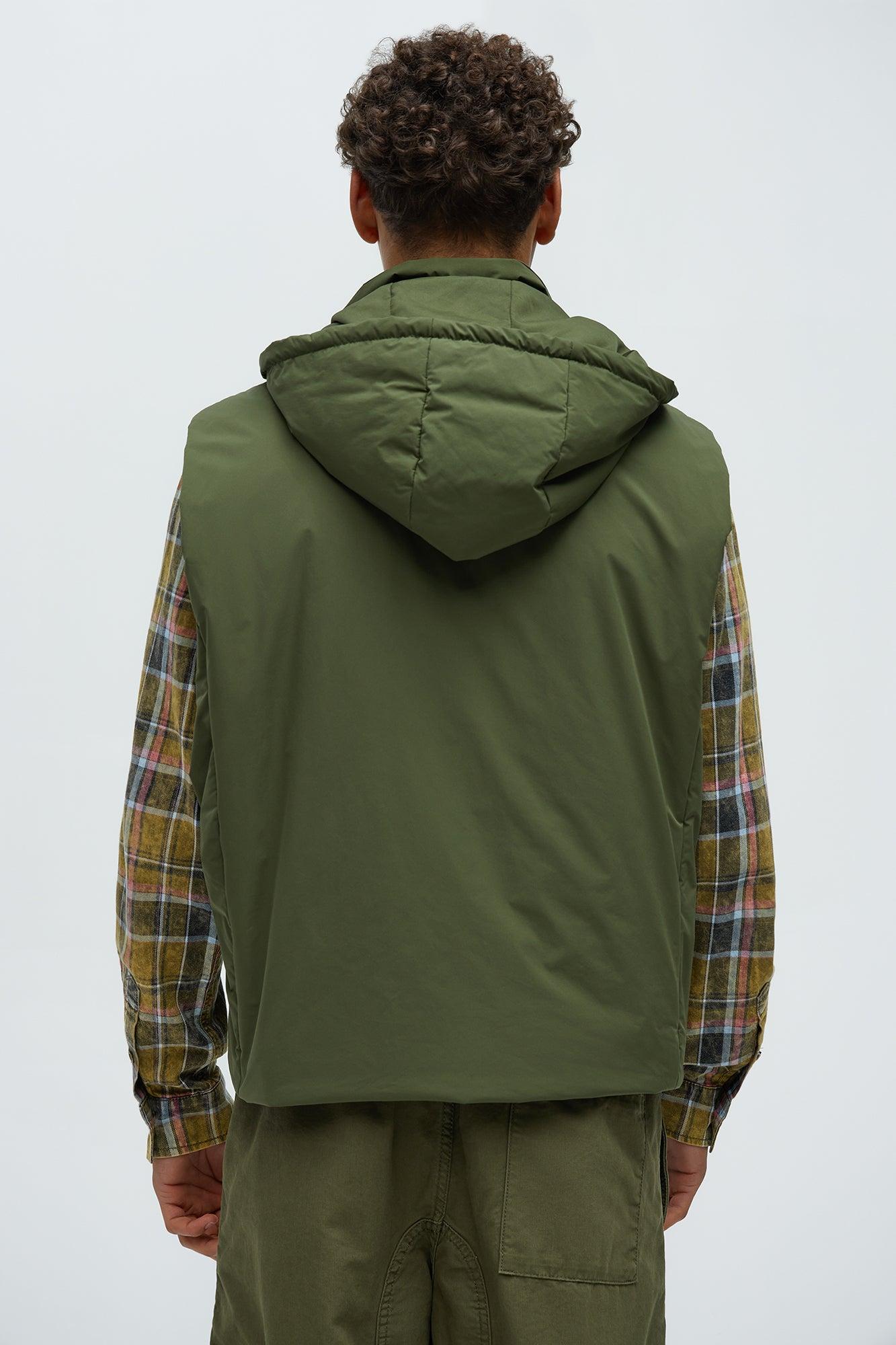 Bismarck Padded Vest With Hood - Olive Male Product Image