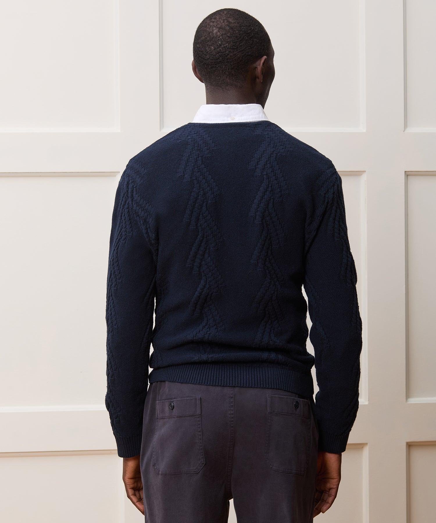 Cotton V-Neck Fisherman Sweater Product Image