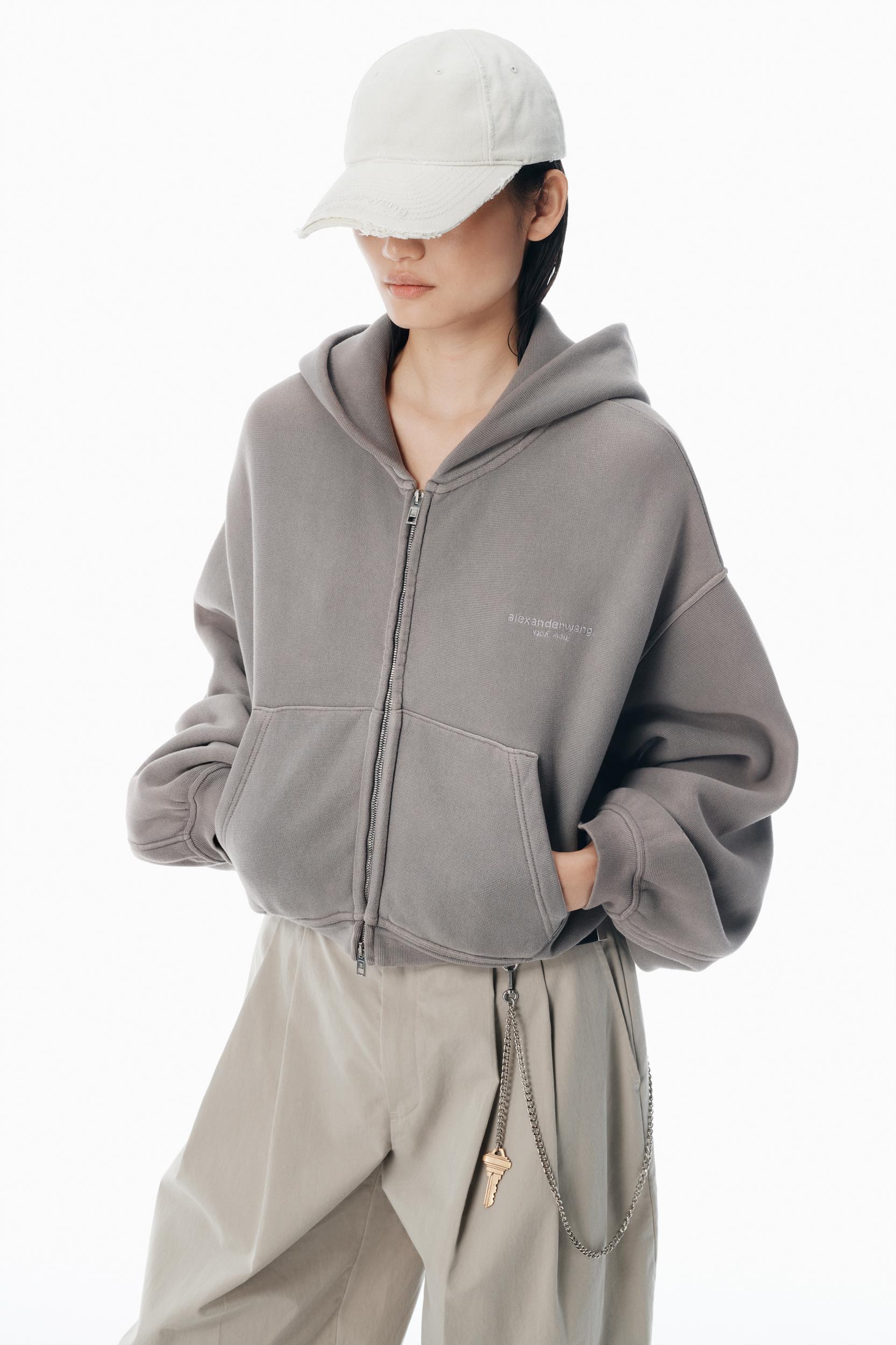 Grey Oversized Crop Hoodie Product Image