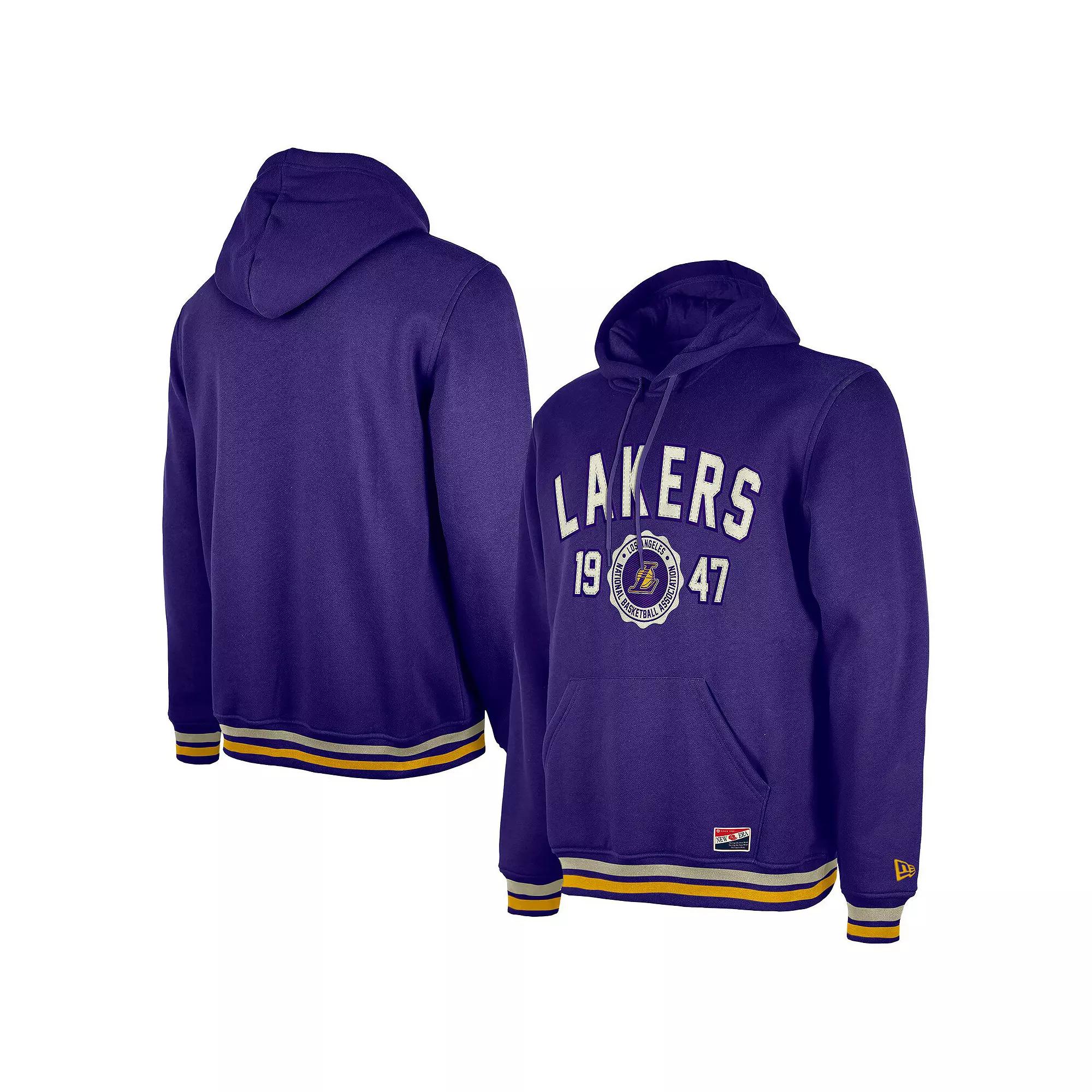 Men's New Era Purple Los Angeles Lakers Throwback Vintage Pullover Hoodie,  Product Image