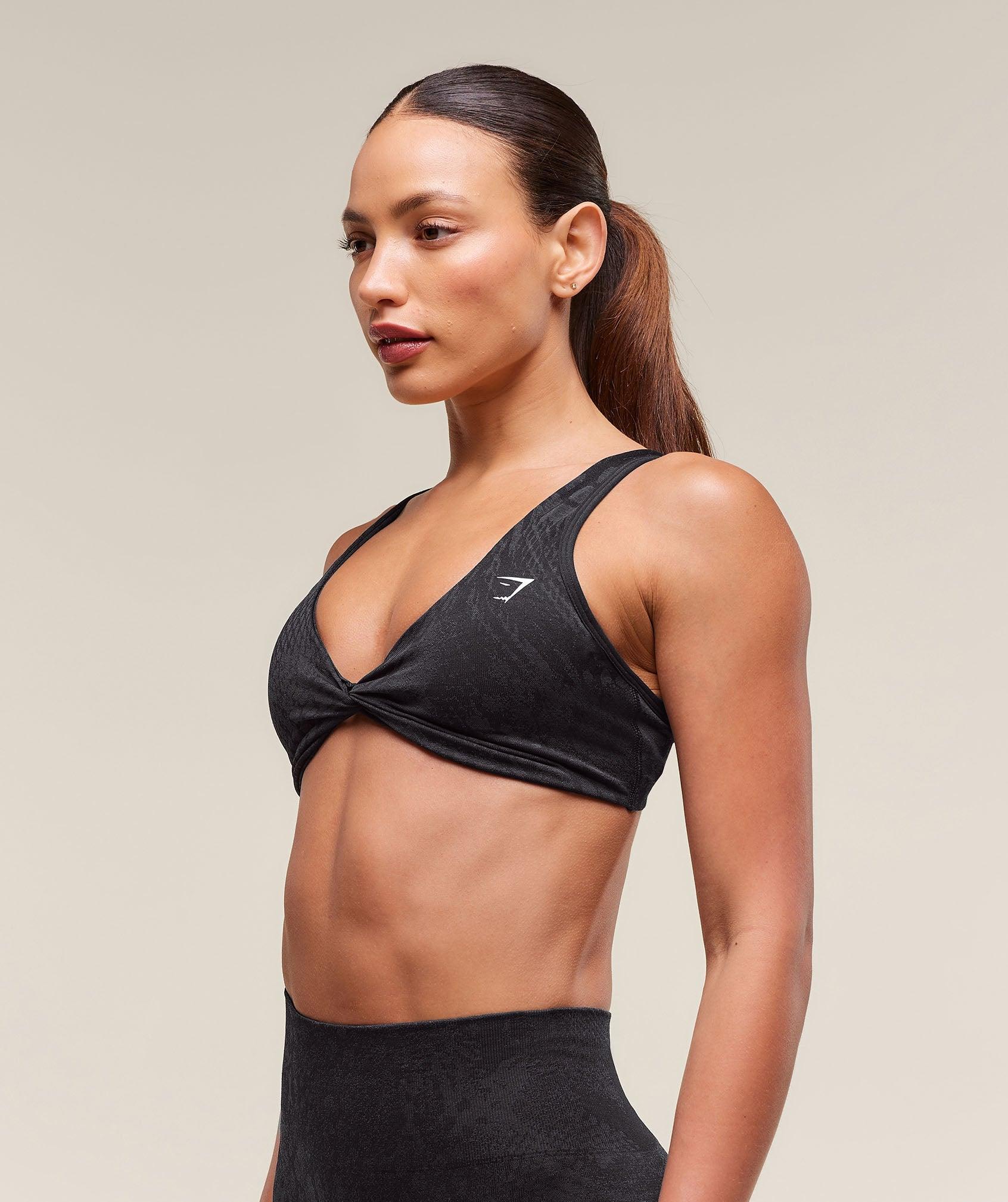 Gymshark Adapt X Whitney Animal Seamless Twist Front Bra - Asphalt Grey/Black Female Product Image