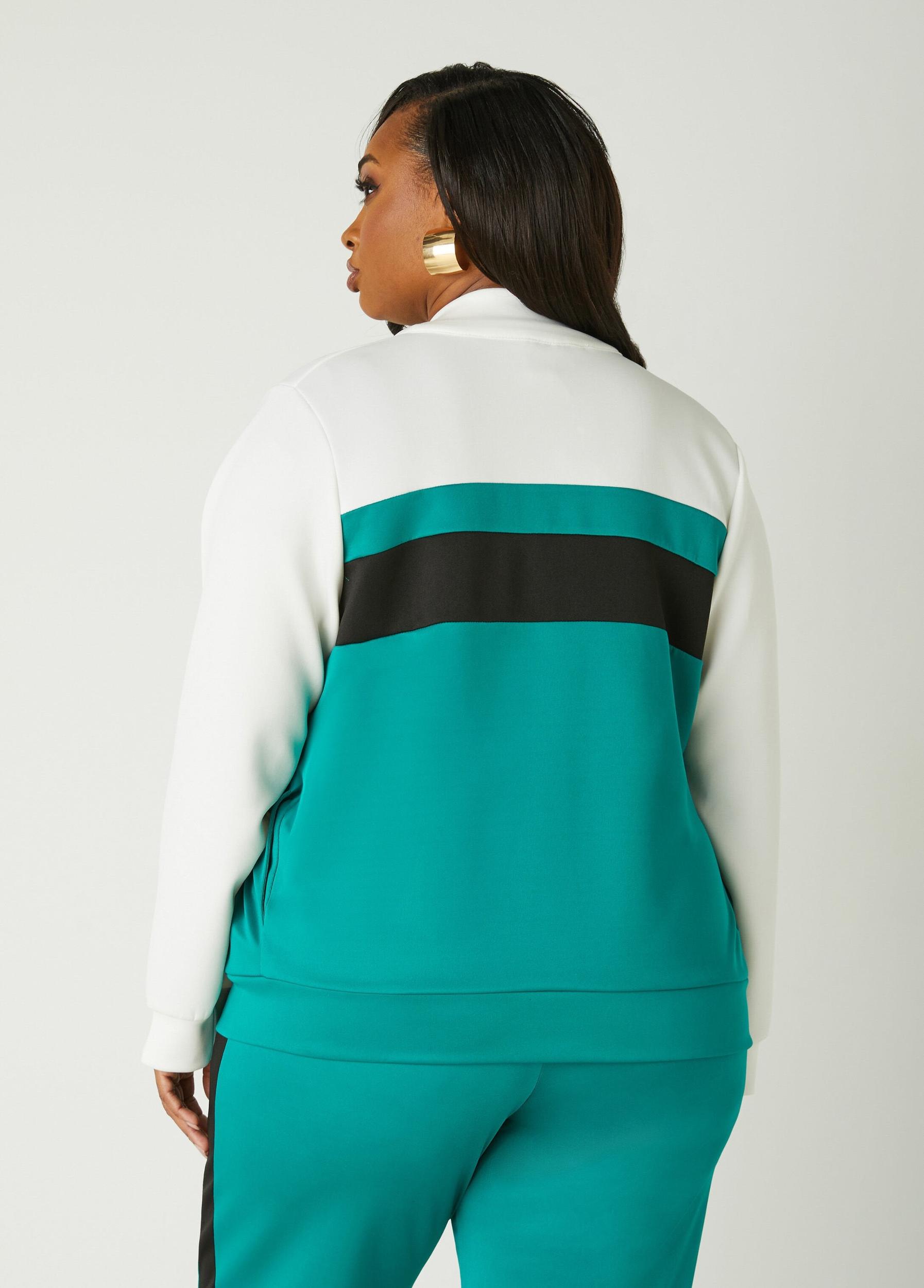 Plus Size Colorblock Zip Front Track Jacket Ashley Stewart Product Image