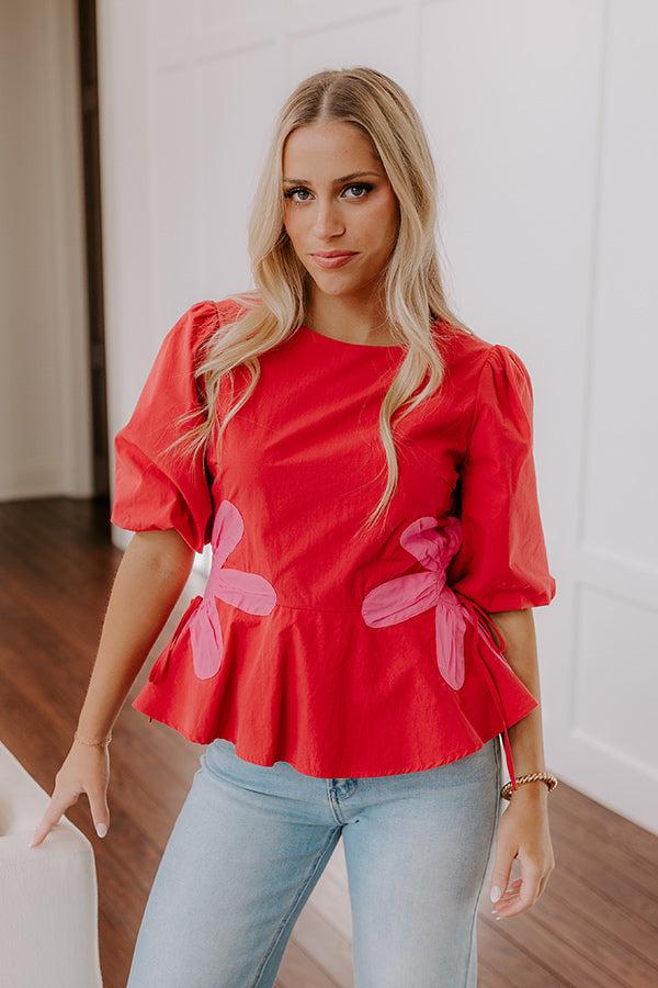 Make A Statement Floral Peplum Top In Red Product Image