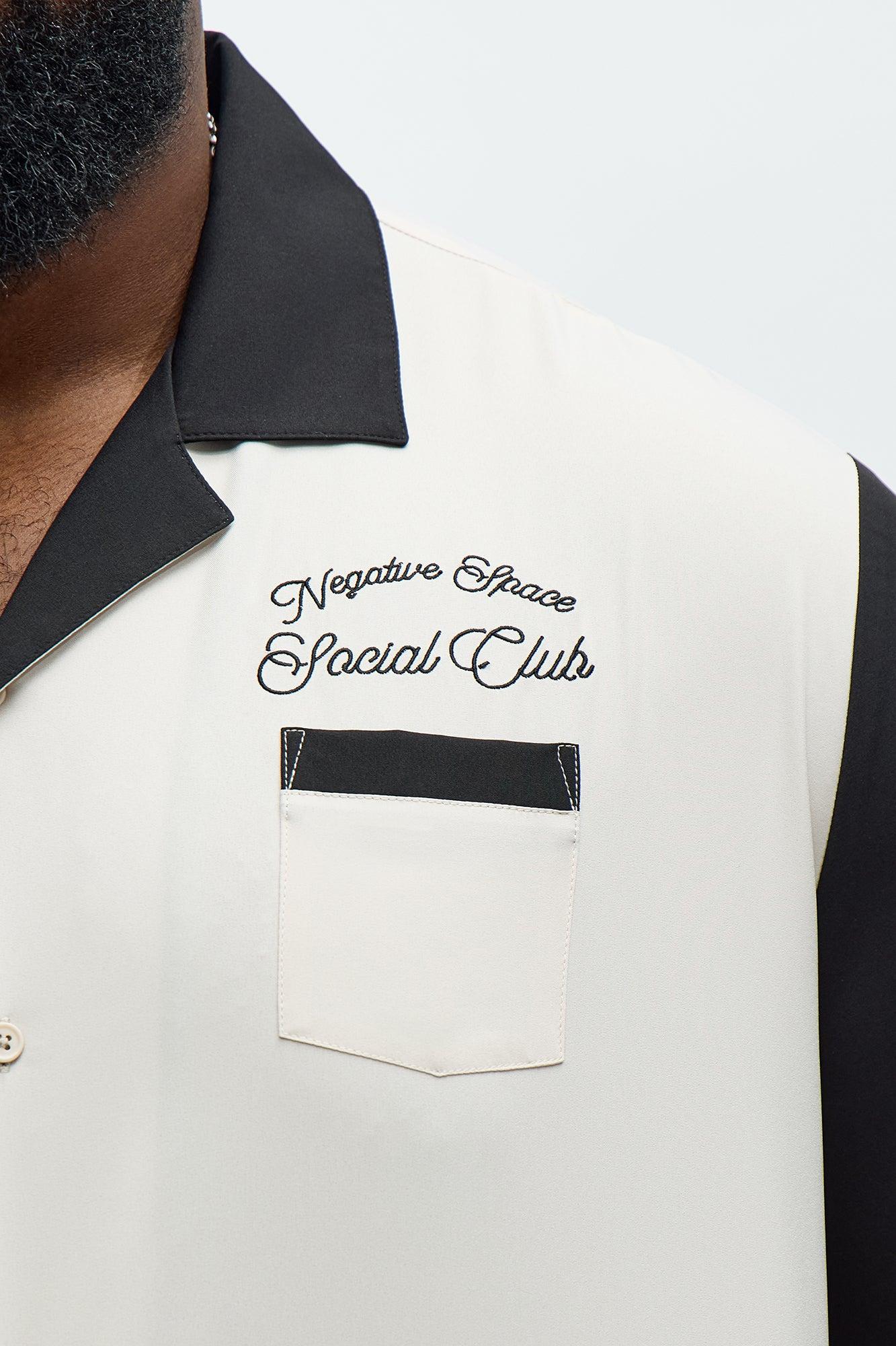 Regular Fit Social Club Bowling Shirt - Black/combo Male Product Image
