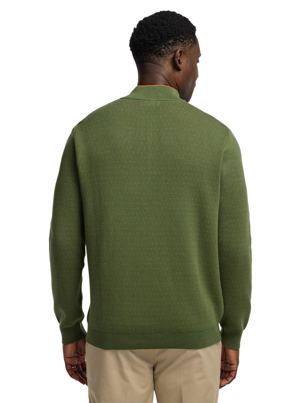 Cotton Quarter Zip Mock Neck Sweater - Olive Product Image