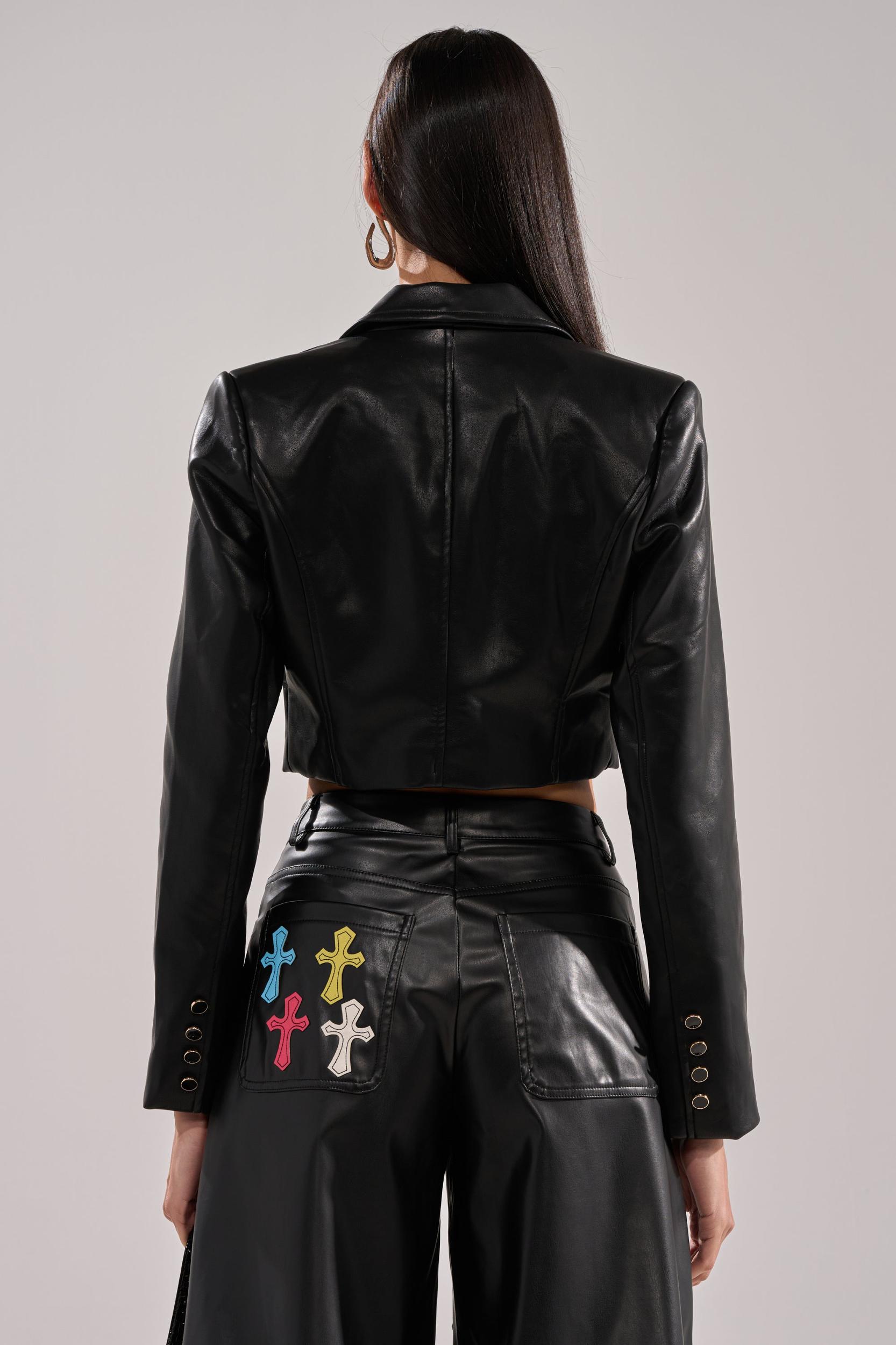 REAL ONE FAUX LEATHER BLAZER Product Image