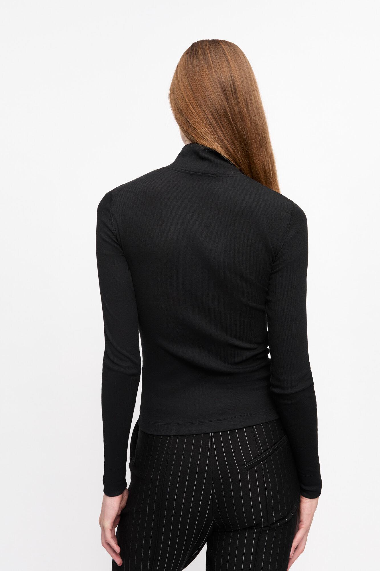 Black Soft Cotton Rib Rhinestone Top Product Image