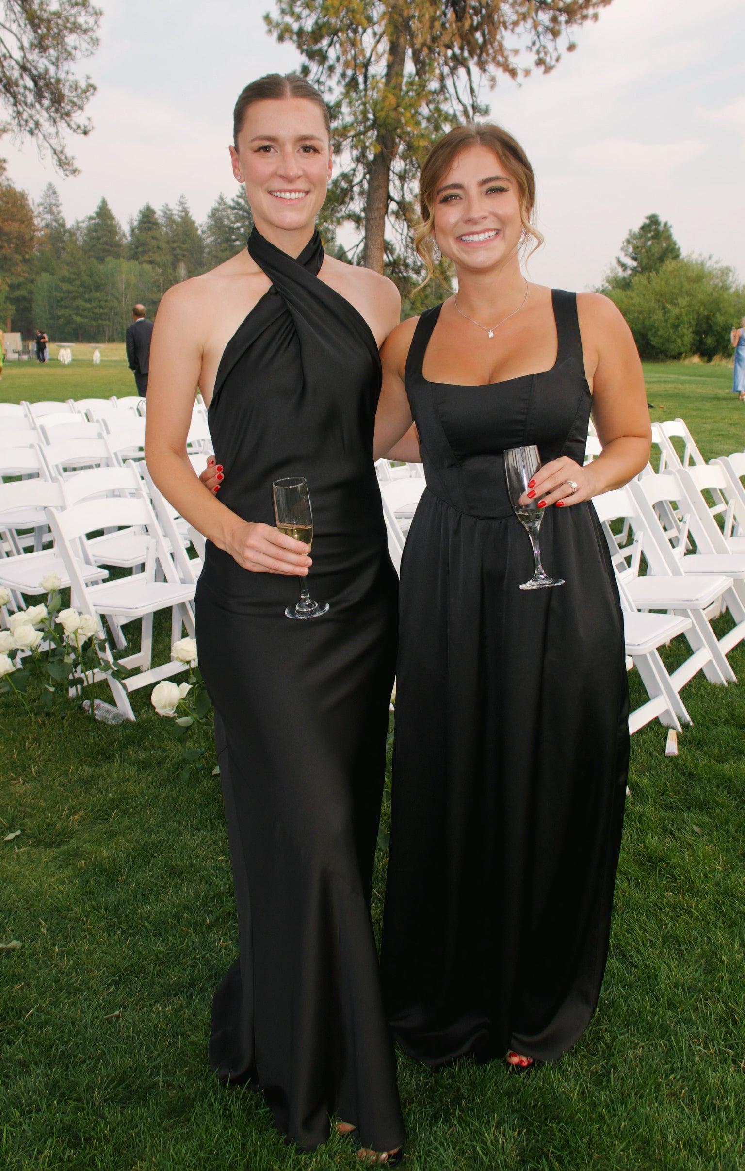 Nina Maxi Dress ~ Black Luxe Satin Product Image