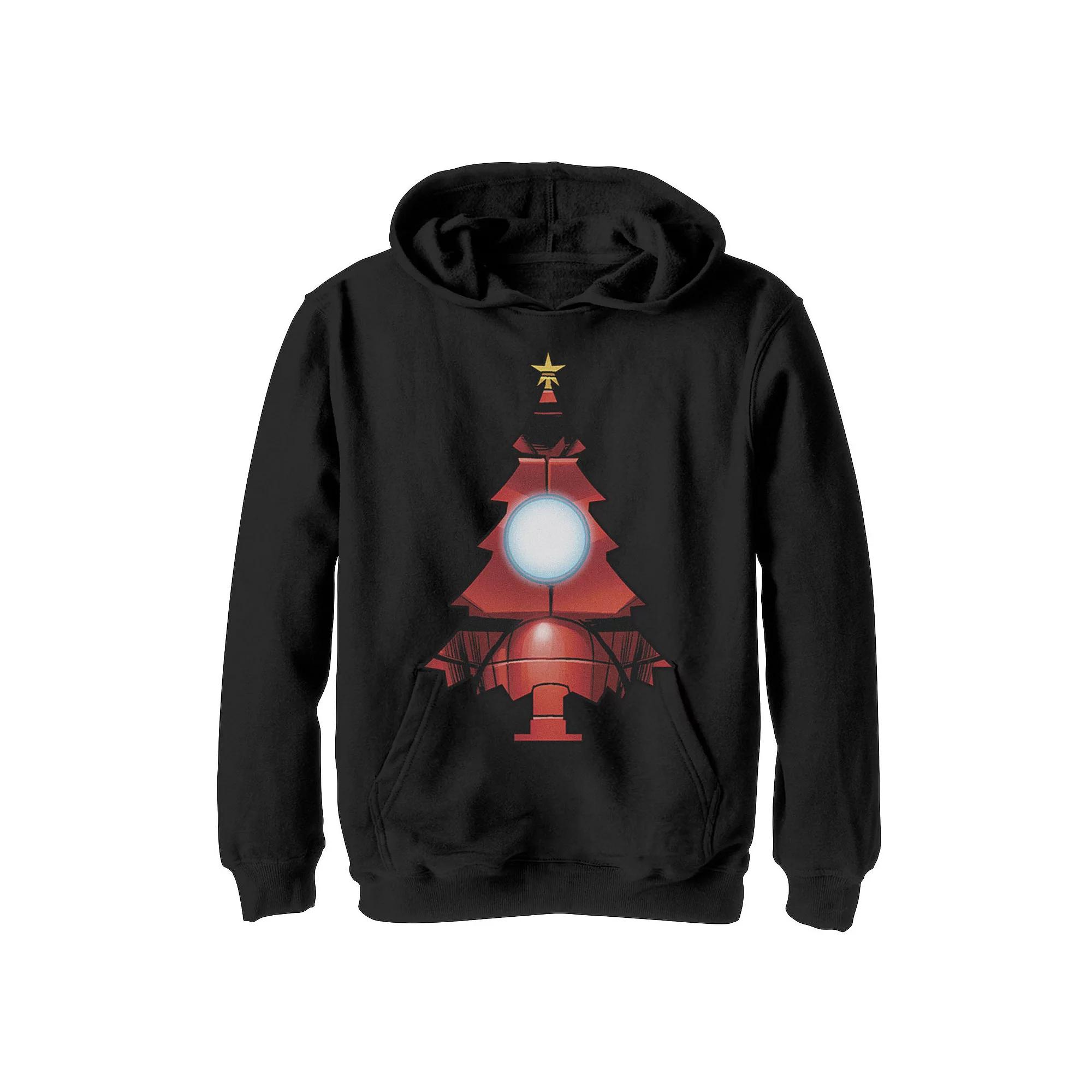 Boys 8-20 Marvel Christmas Iron Man Tree Graphic Hoodie, Boy's, Size: Large, Black Product Image
