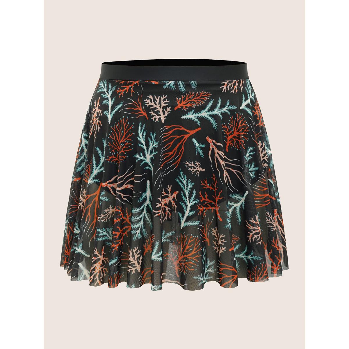 Plus Size Marine Elements See Through Elastic Waist Swim Bottom Women's Swimwear Black Beach See through High stretch Skinny High Rise Curve Swim Bottoms BloomChic 26/4X Product Image